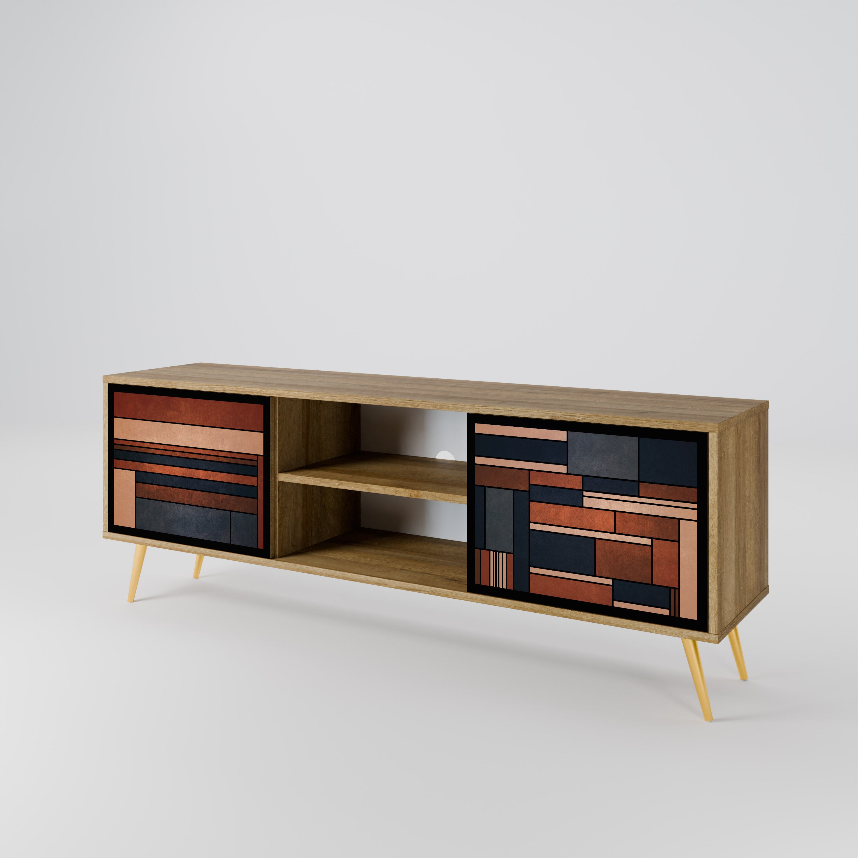 Mueble de TV INTREPID FORMATION de 2 puertas con efecto roble