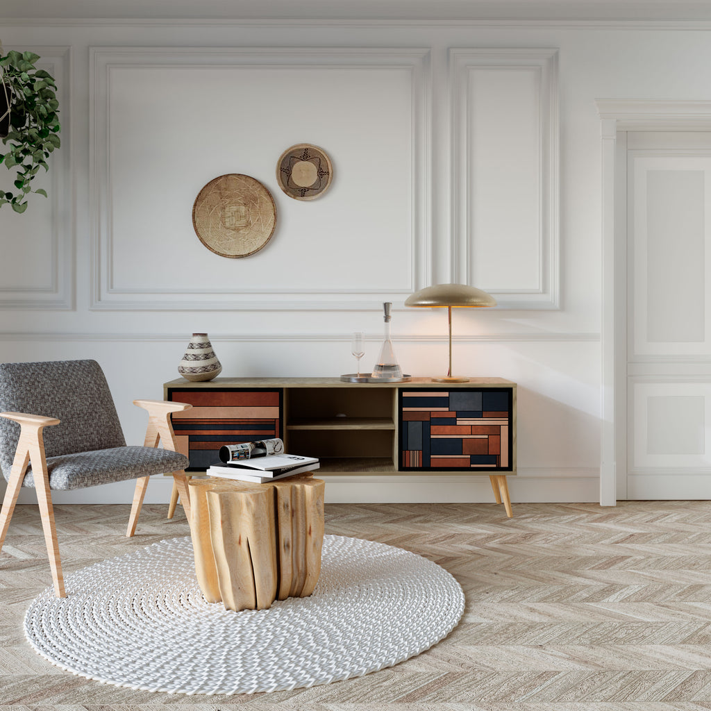 Mueble de TV INTREPID FORMATION de 2 puertas con efecto roble