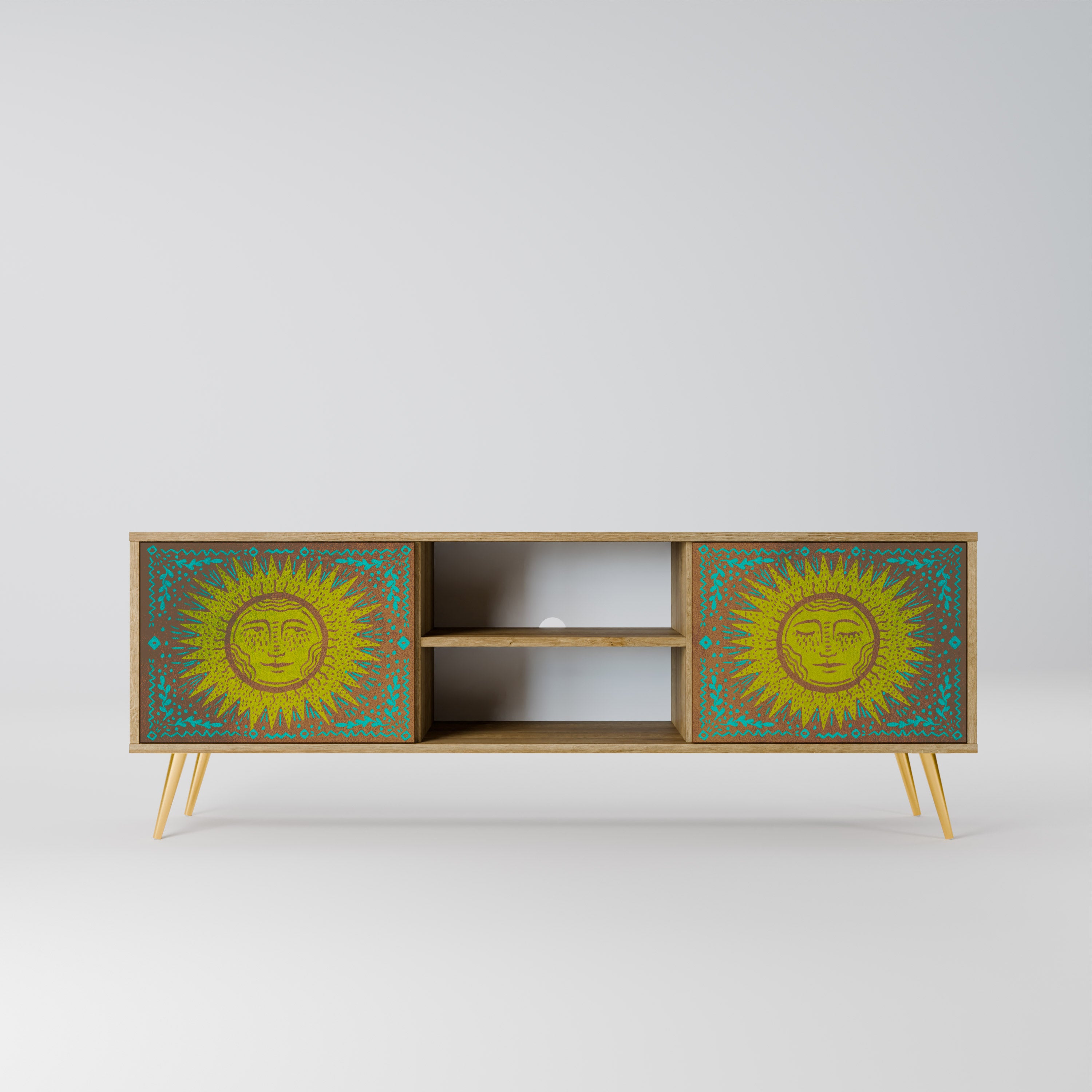 Mueble de TV de 2 puertas SUNSHINE EULOGY con efecto roble