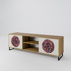 BROWN CIRCLES 2-Door TV Stand in Oak Effect