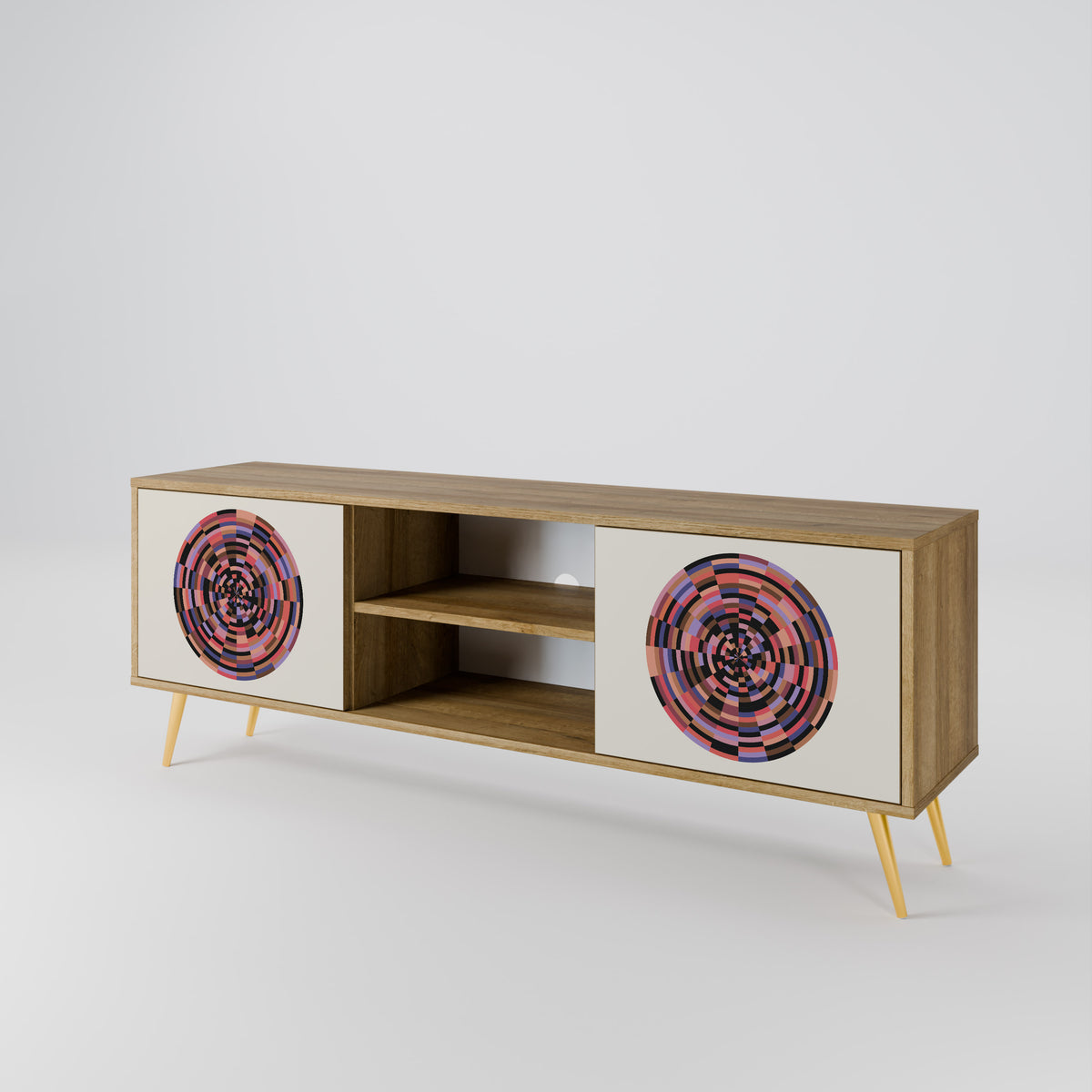 BROWN CIRCLES Mueble de TV de 2 Puertas