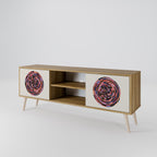 BROWN CIRCLES 2-Door TV Stand in Oak Effect