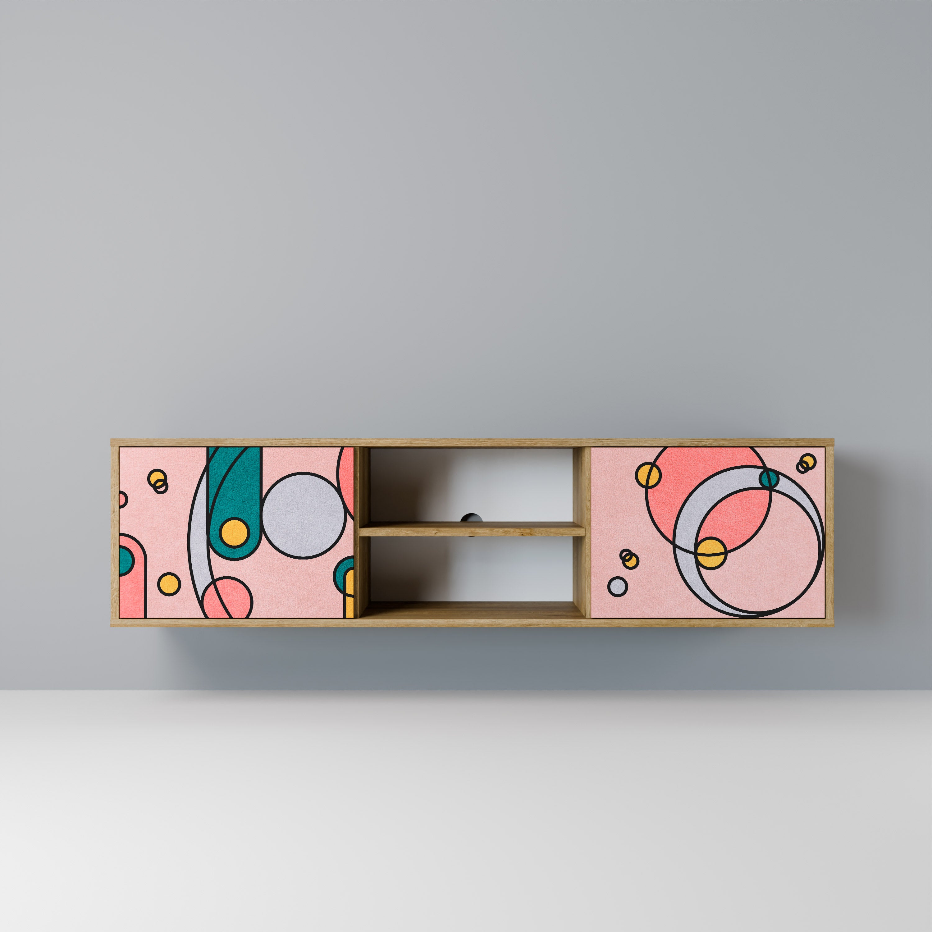 Mueble de TV de 2 puertas GOSSAMER ECHOES con efecto roble