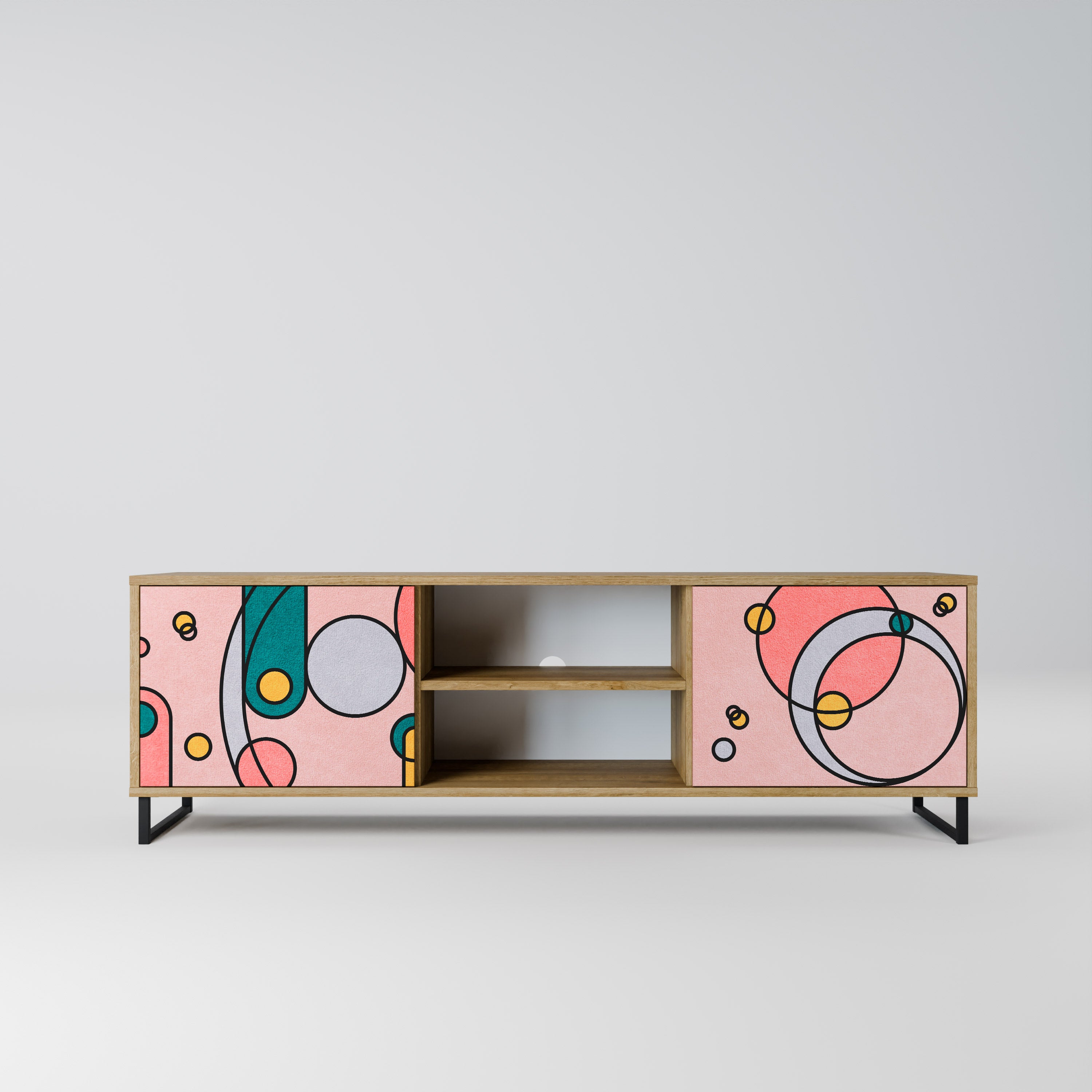 Mueble de TV de 2 puertas GOSSAMER ECHOES con efecto roble