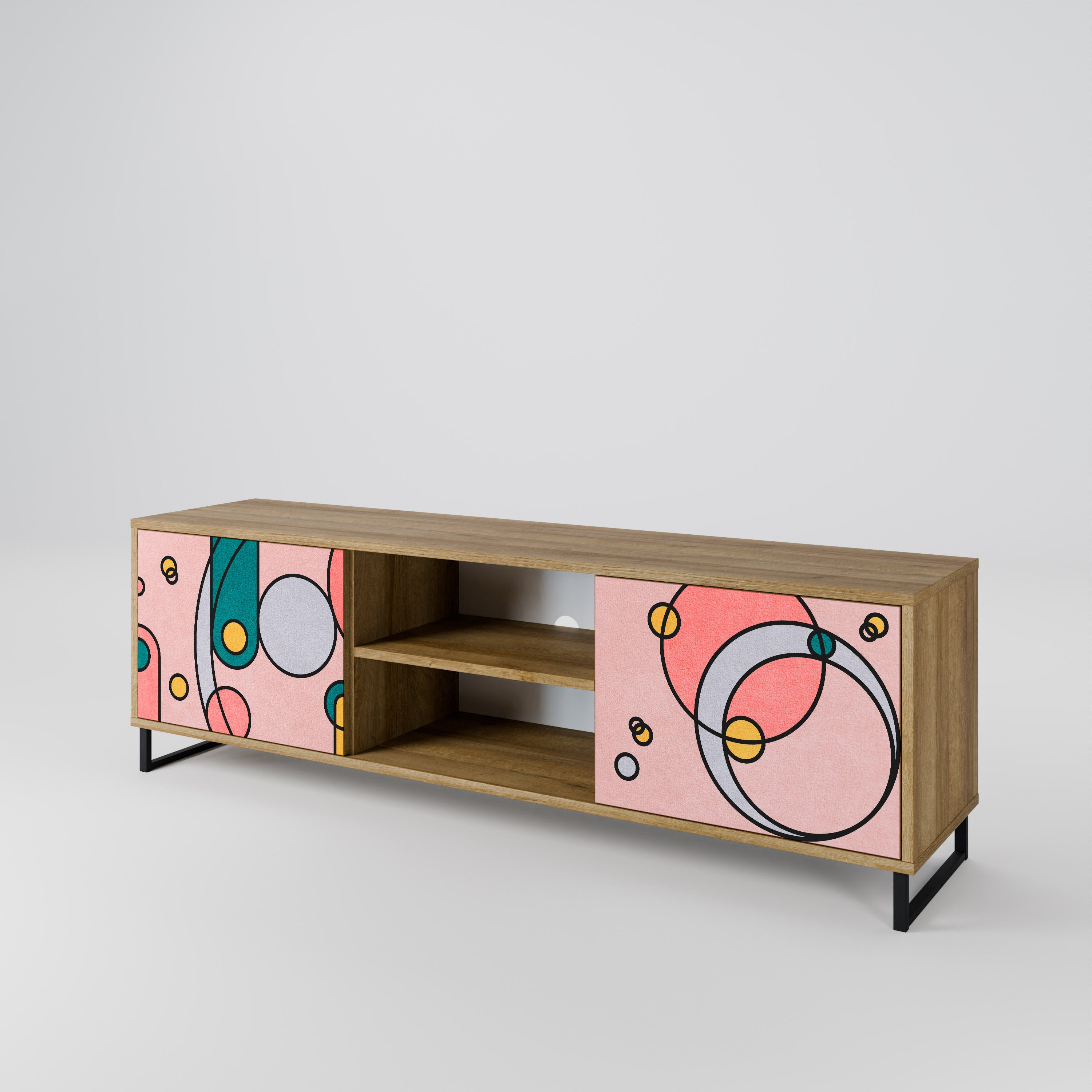 Mueble de TV de 2 puertas GOSSAMER ECHOES con efecto roble