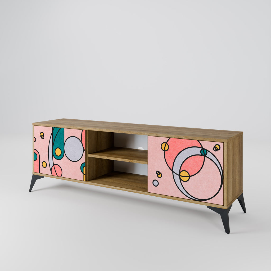 Mueble de TV de 2 puertas GOSSAMER ECHOES con efecto roble