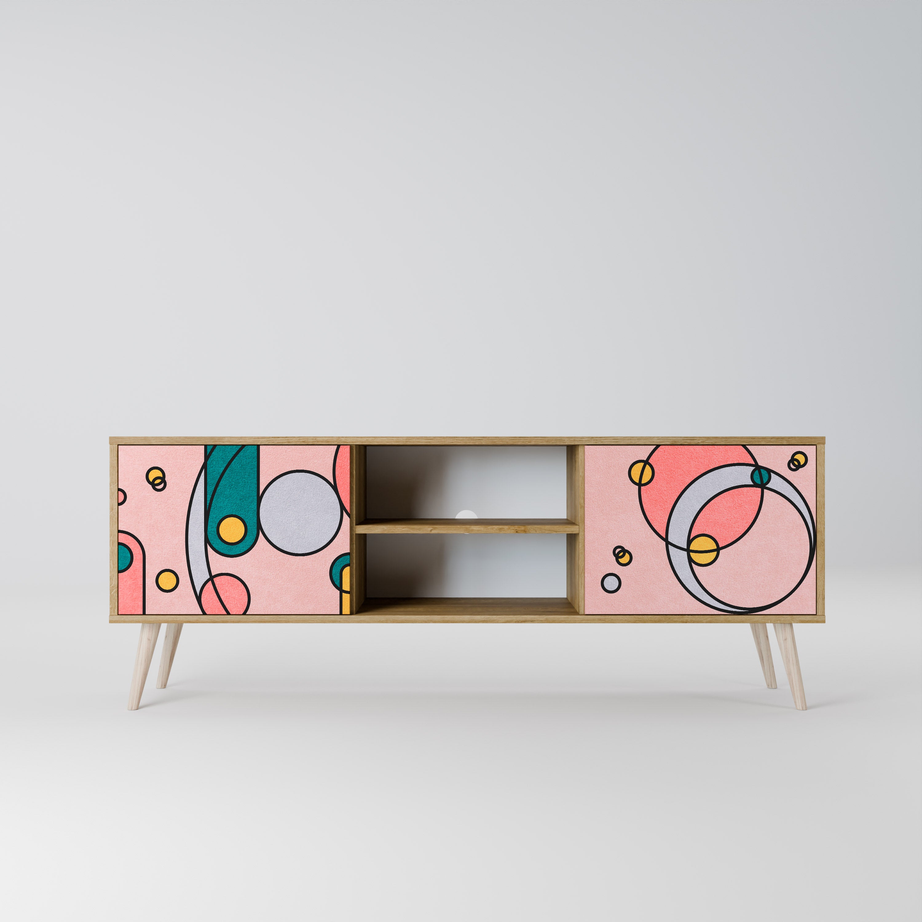 Mueble de TV de 2 puertas GOSSAMER ECHOES con efecto roble