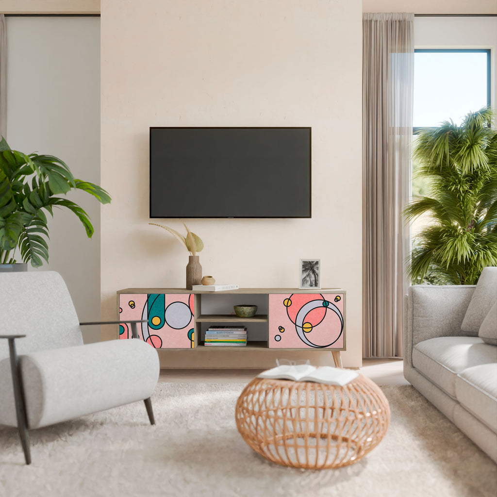 Mueble de TV de 2 puertas GOSSAMER ECHOES con efecto roble