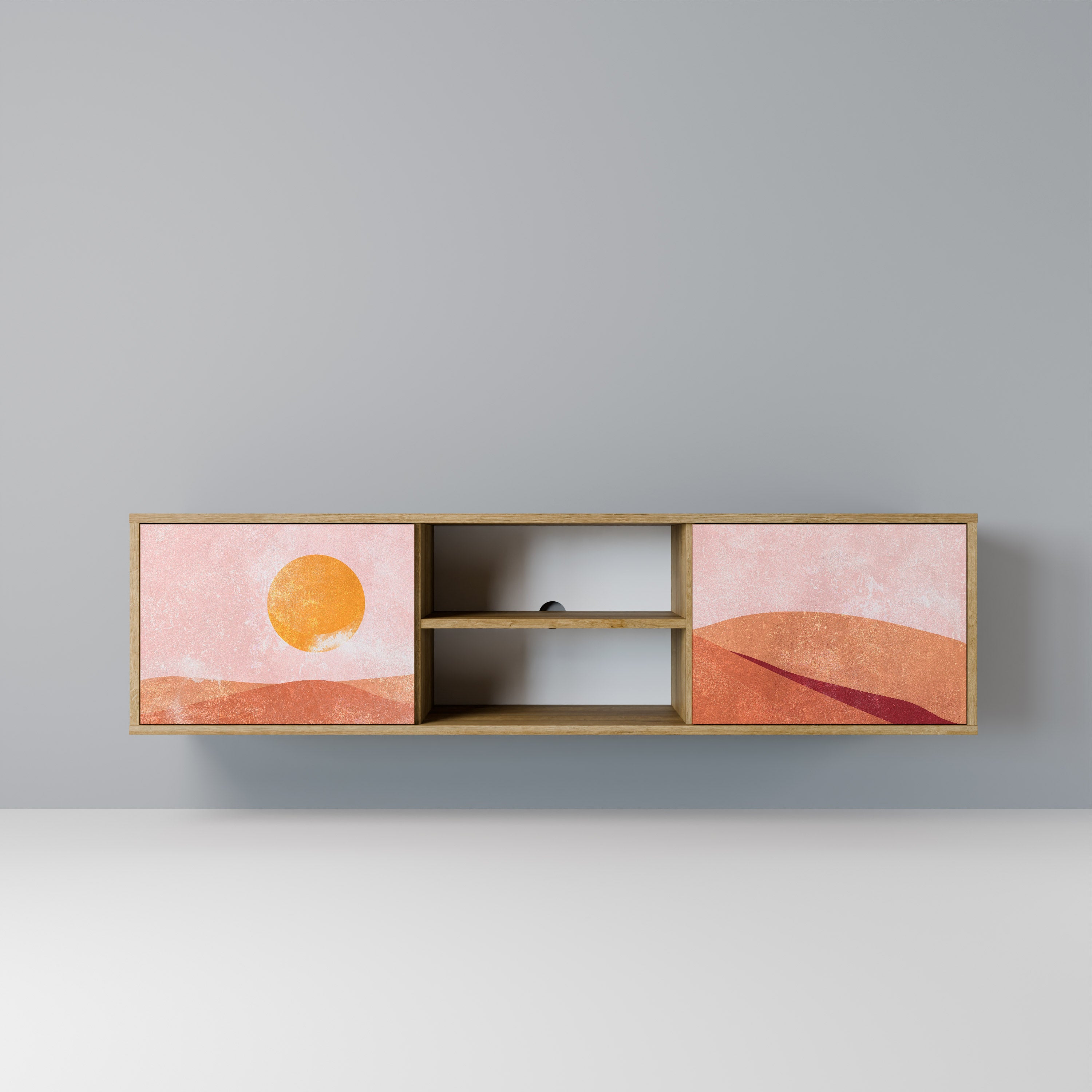 Mueble de TV de 2 puertas LUMINOUS SUNLIGHT con efecto roble