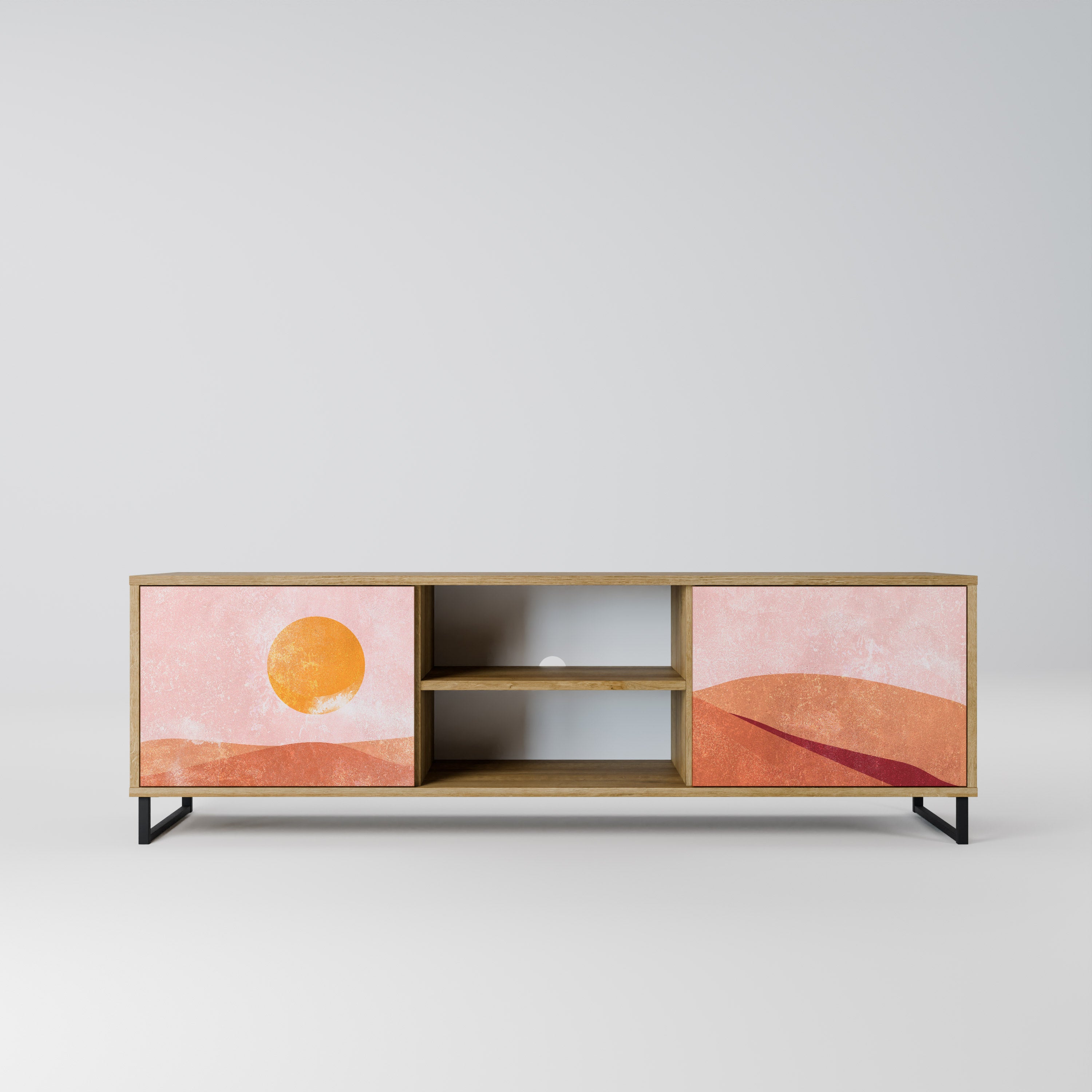 Mueble de TV de 2 puertas LUMINOUS SUNLIGHT con efecto roble