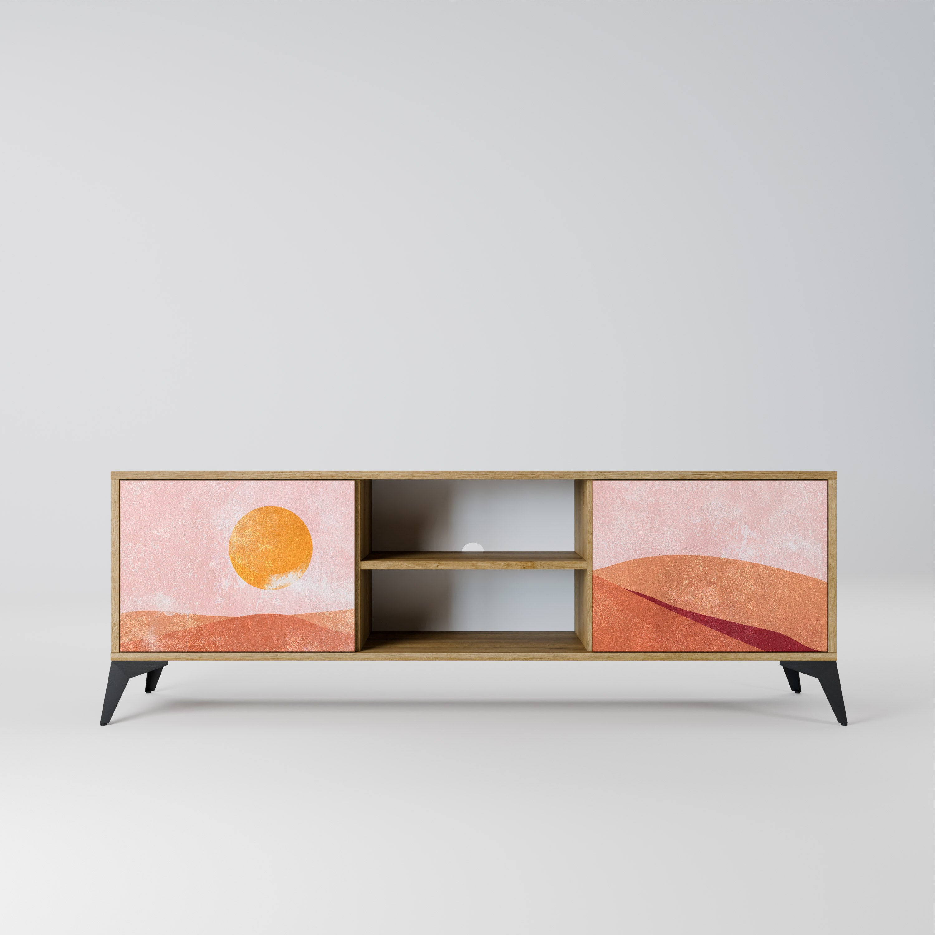 Mueble de TV de 2 puertas LUMINOUS SUNLIGHT con efecto roble