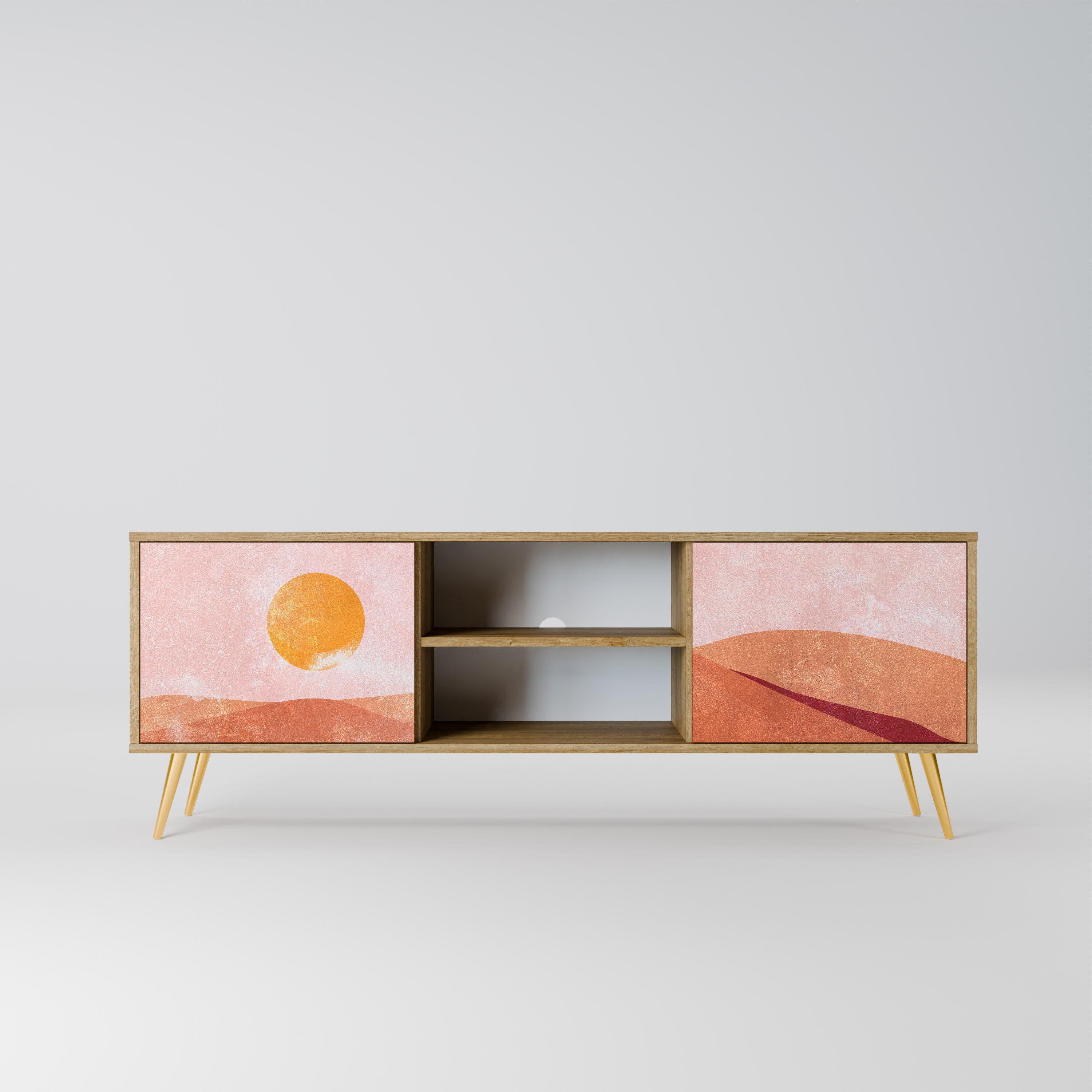 Mueble de TV de 2 puertas LUMINOUS SUNLIGHT con efecto roble