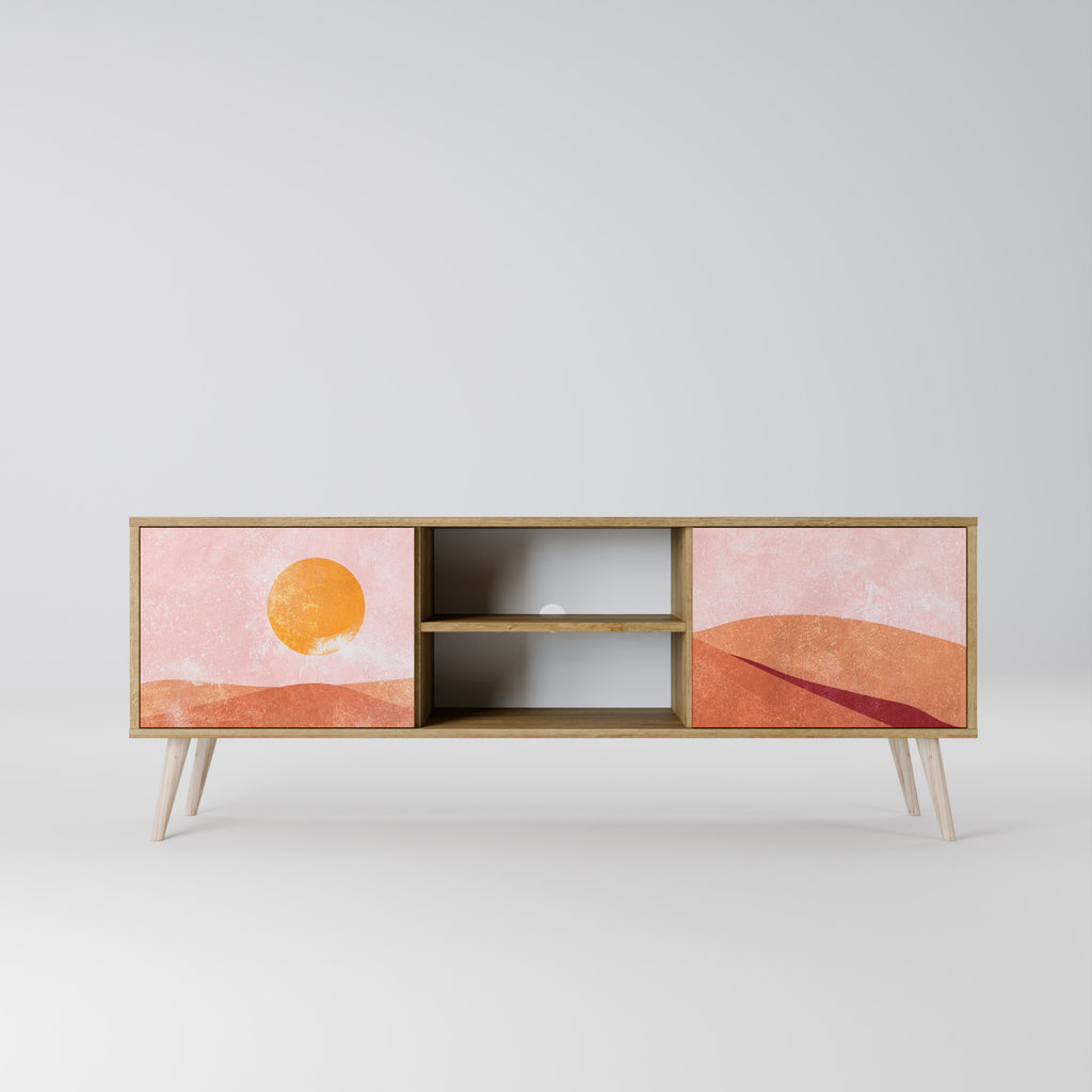 Mueble de TV de 2 puertas LUMINOUS SUNLIGHT con efecto roble