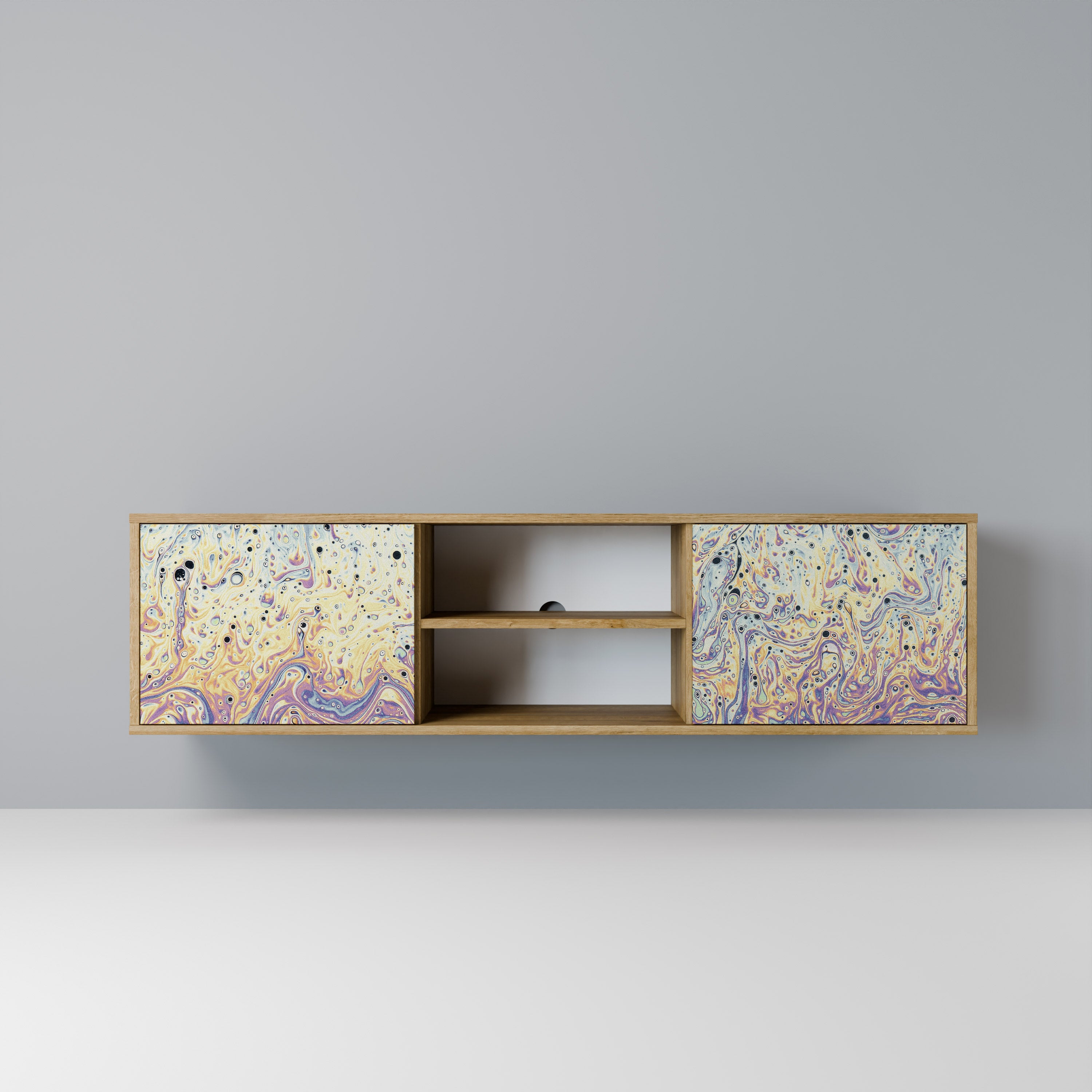 Mueble de TV de 2 puertas MOSAIC OF COLORS efecto roble