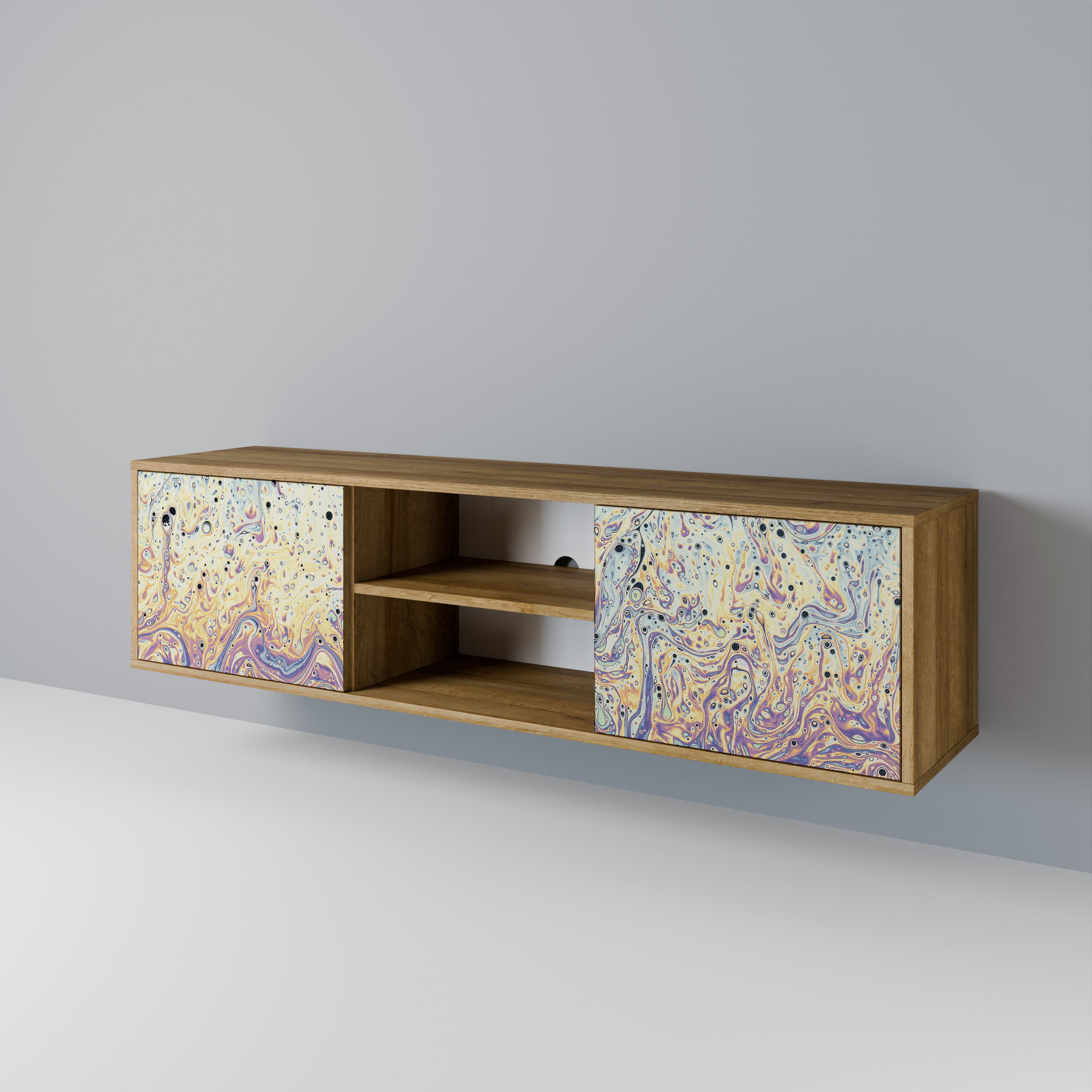 Mueble de TV de 2 puertas MOSAIC OF COLORS efecto roble