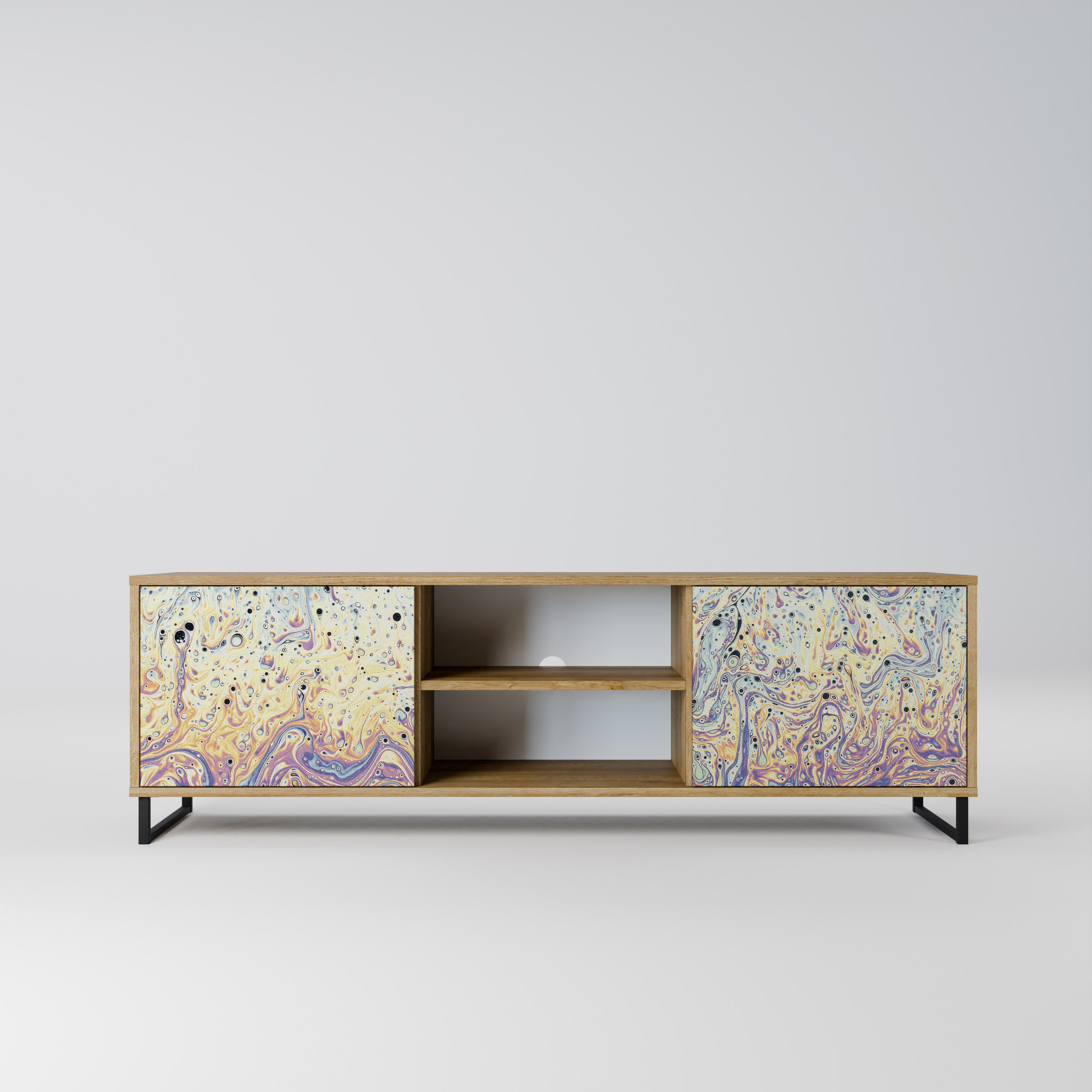 Mueble de TV de 2 puertas MOSAIC OF COLORS efecto roble