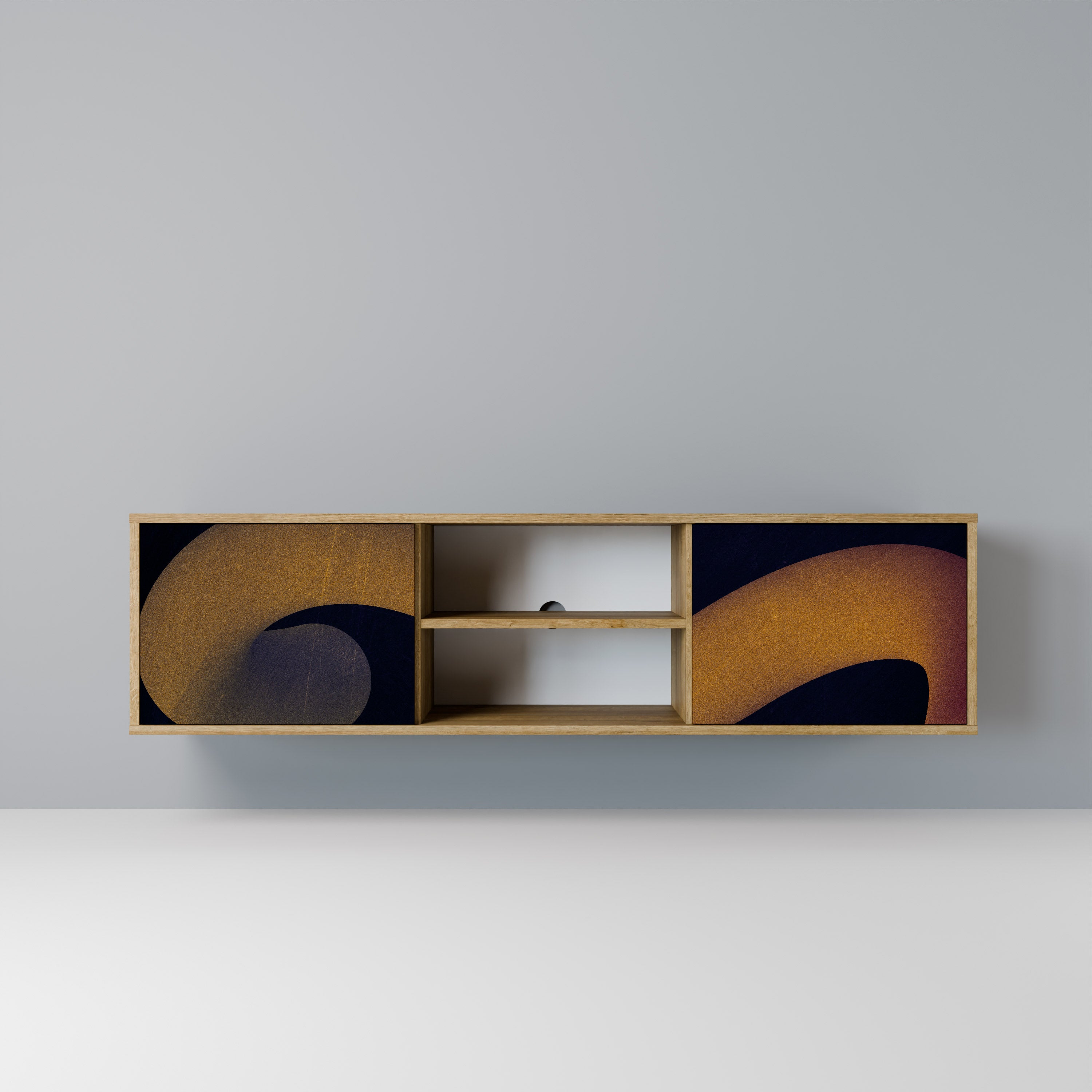 Mueble de TV HOLLOW TIME de 2 puertas con efecto roble