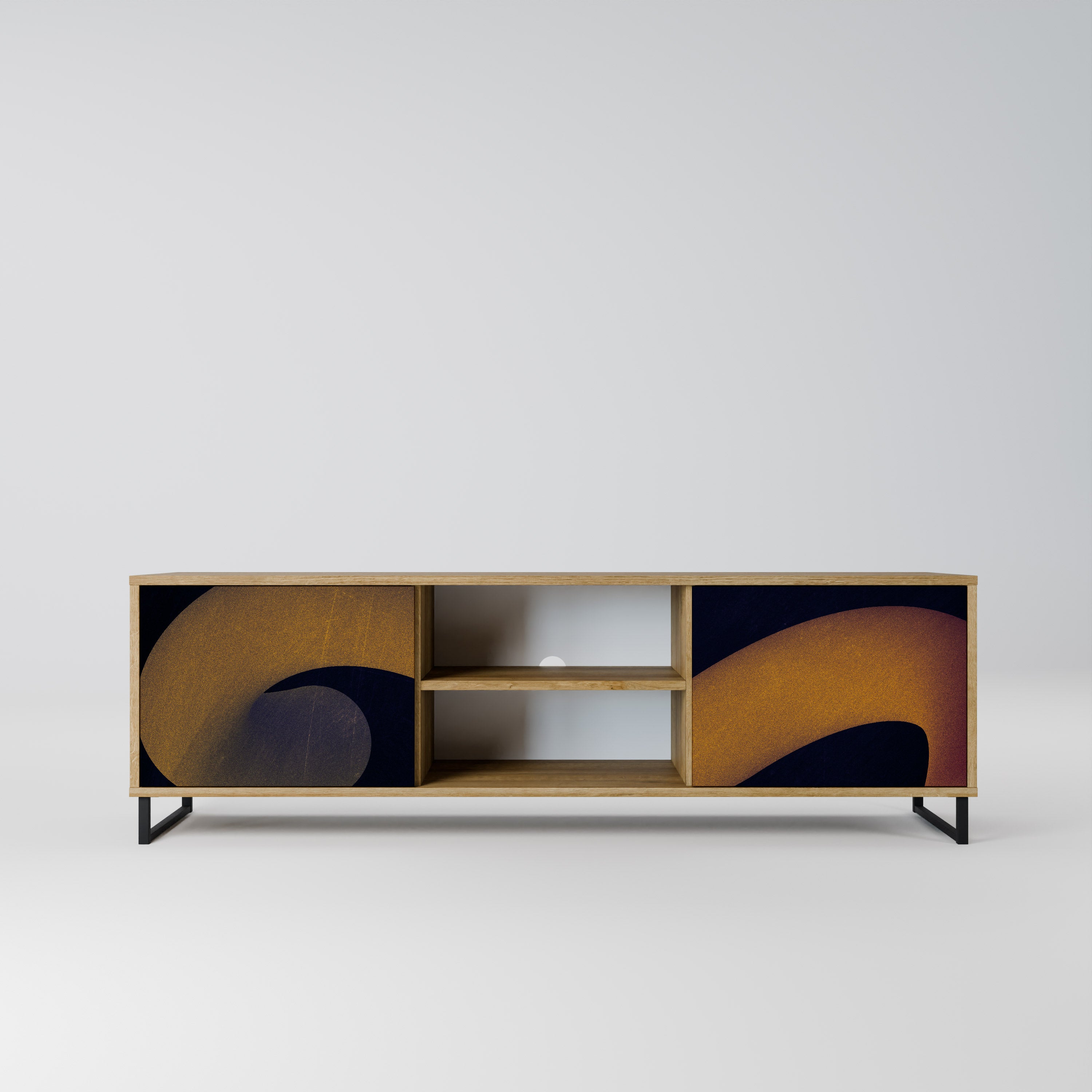 Mueble de TV HOLLOW TIME de 2 puertas con efecto roble