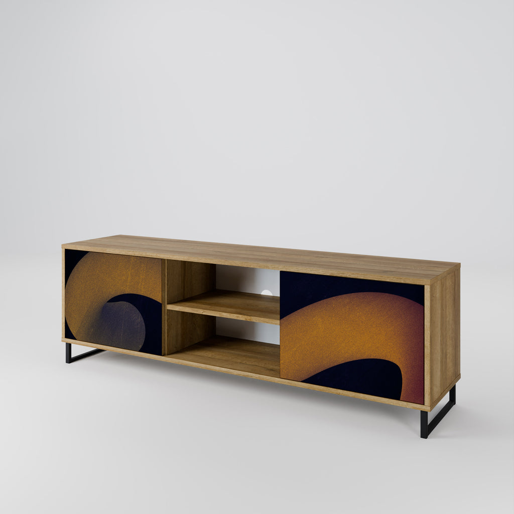 Mueble de TV HOLLOW TIME de 2 puertas con efecto roble