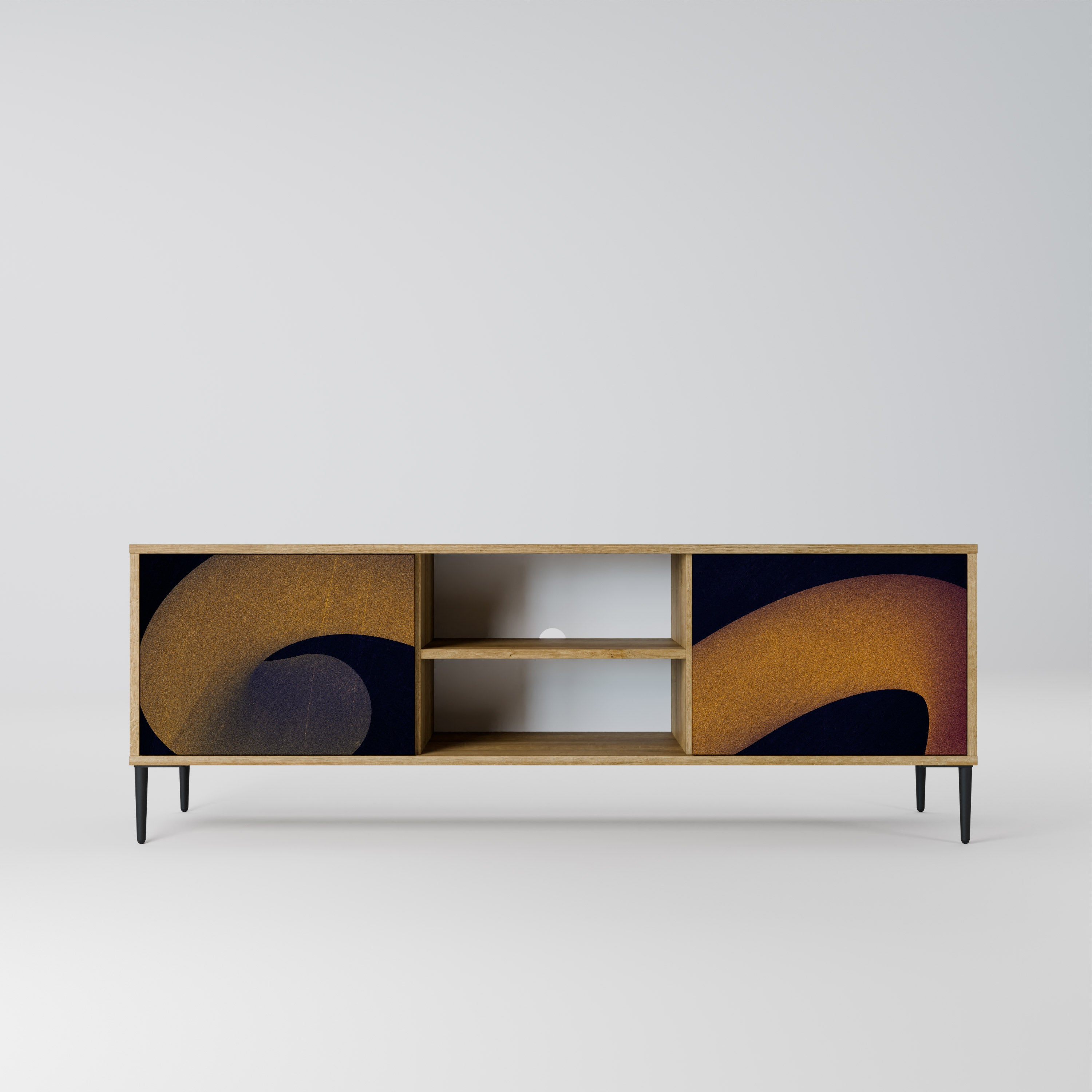 Mueble de TV HOLLOW TIME de 2 puertas con efecto roble