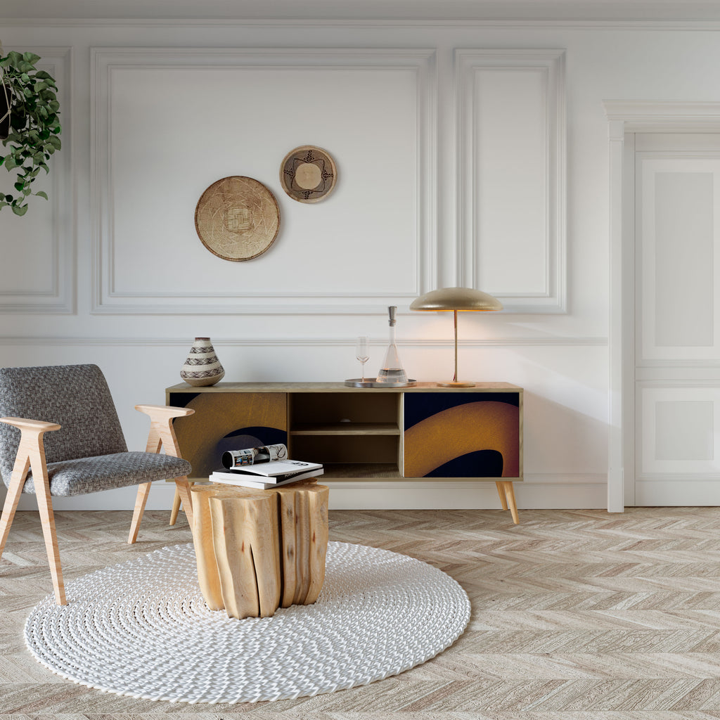 Mueble de TV HOLLOW TIME de 2 puertas con efecto roble