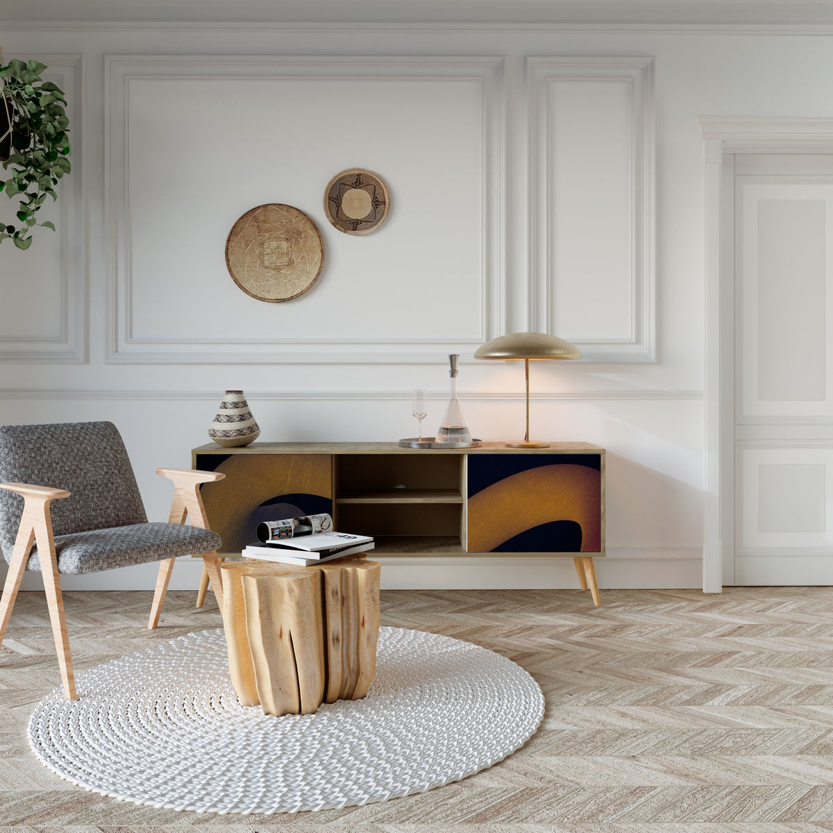HOLLOW TIME Mueble de TV de 2 Puertas
