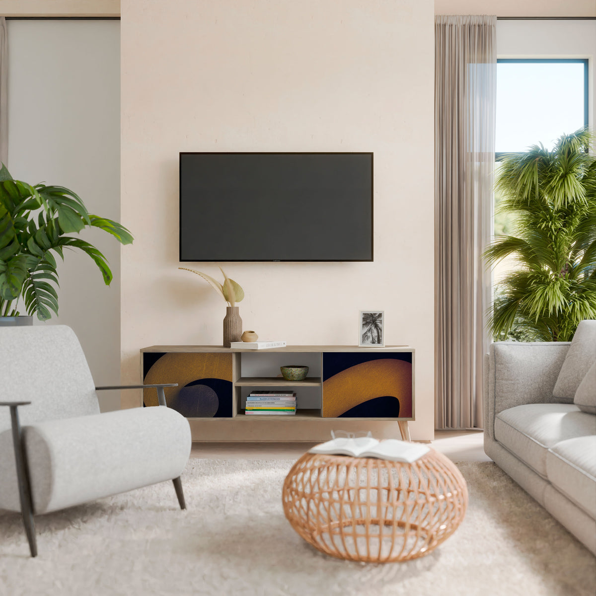 HOLLOW TIME Mueble de TV de 2 Puertas