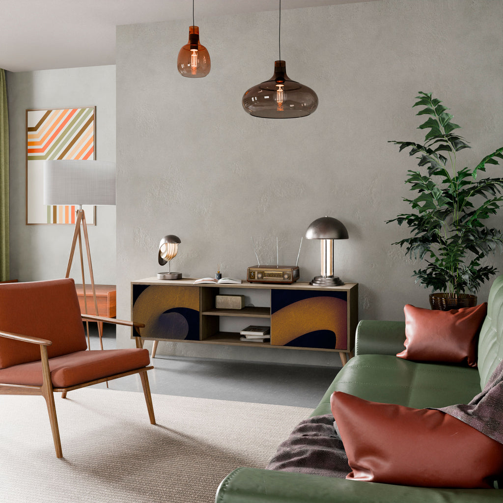 Mueble de TV HOLLOW TIME de 2 puertas con efecto roble