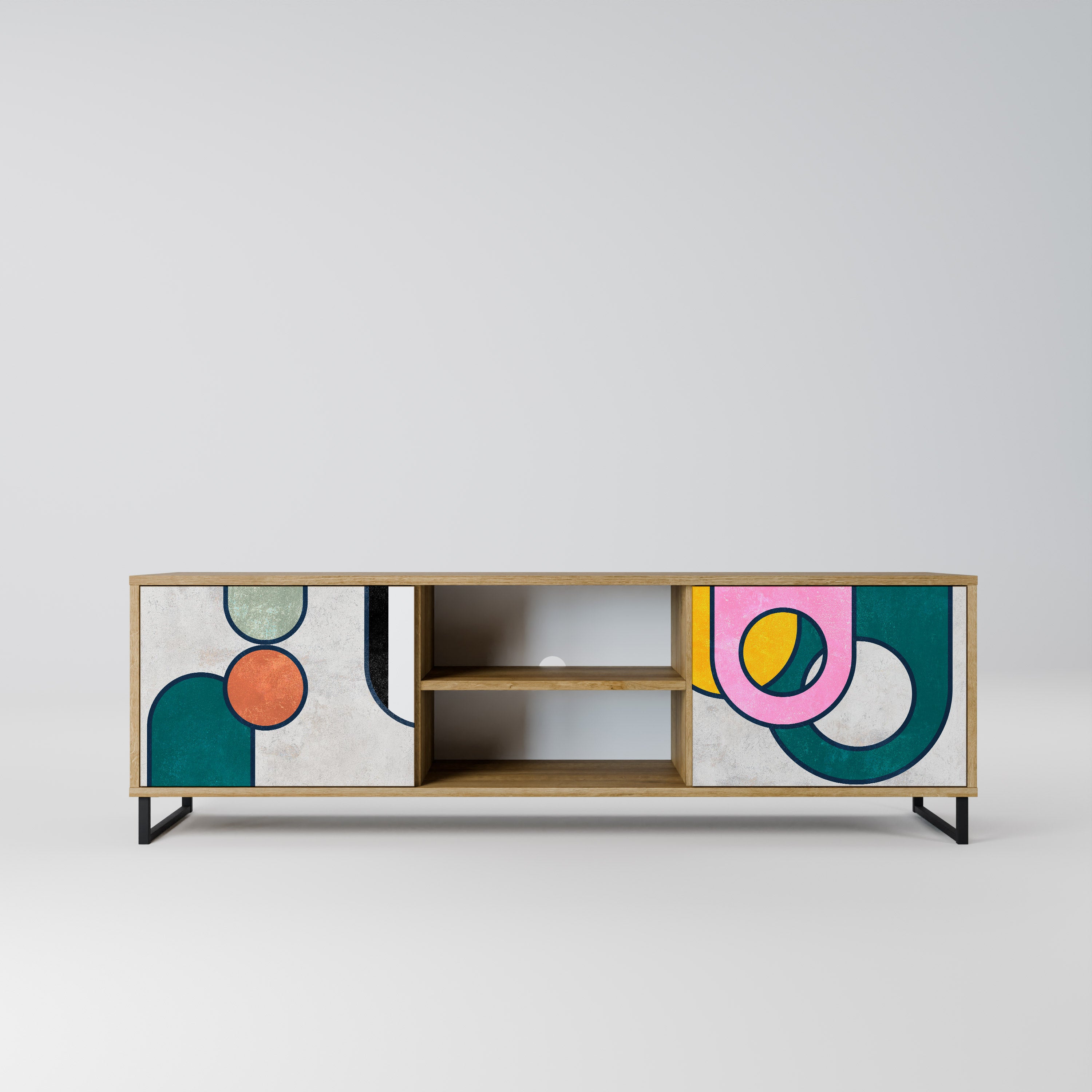 Mueble de TV de 2 puertas COOL STORY con efecto roble