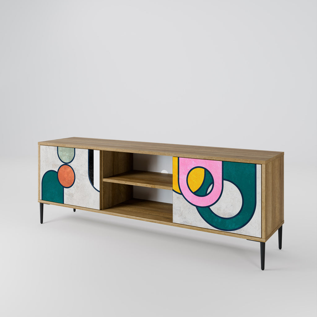 Mueble de TV de 2 puertas COOL STORY con efecto roble