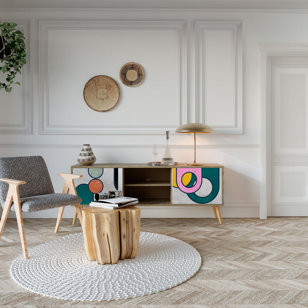 Mueble de TV de 2 puertas COOL STORY con efecto roble