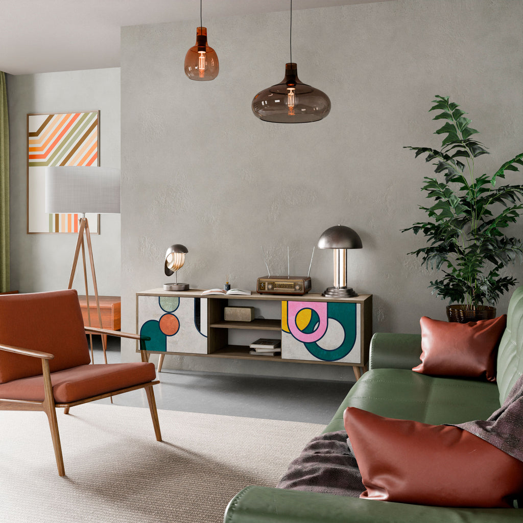 Mueble de TV de 2 puertas COOL STORY con efecto roble