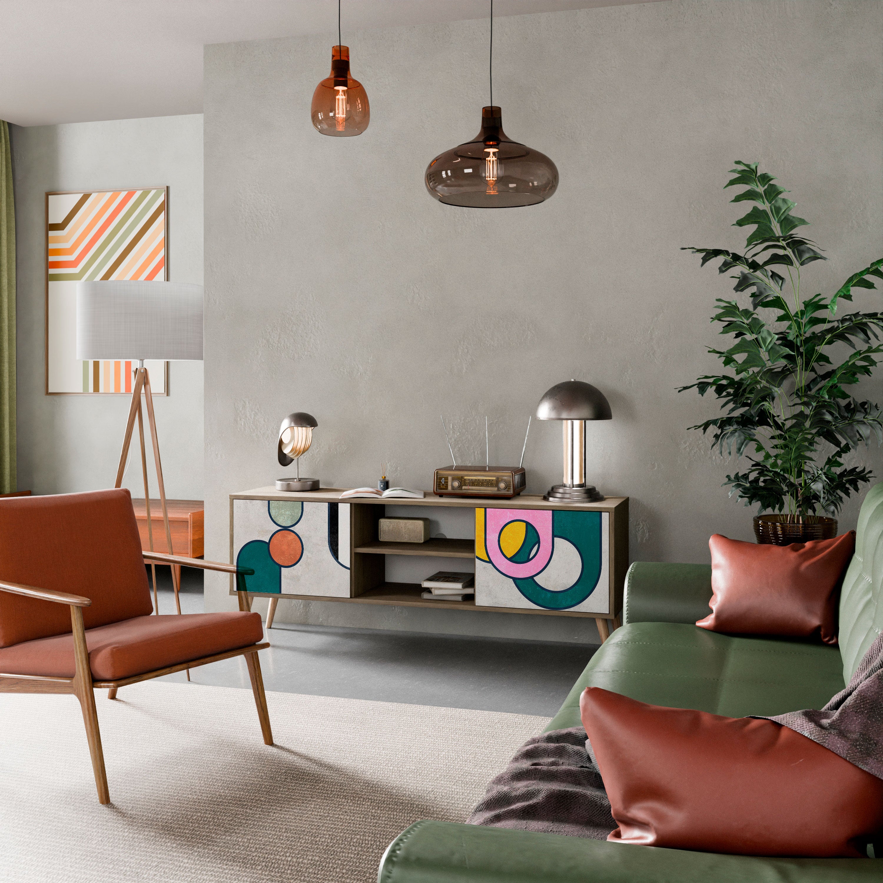 Mueble de TV de 2 puertas COOL STORY con efecto roble