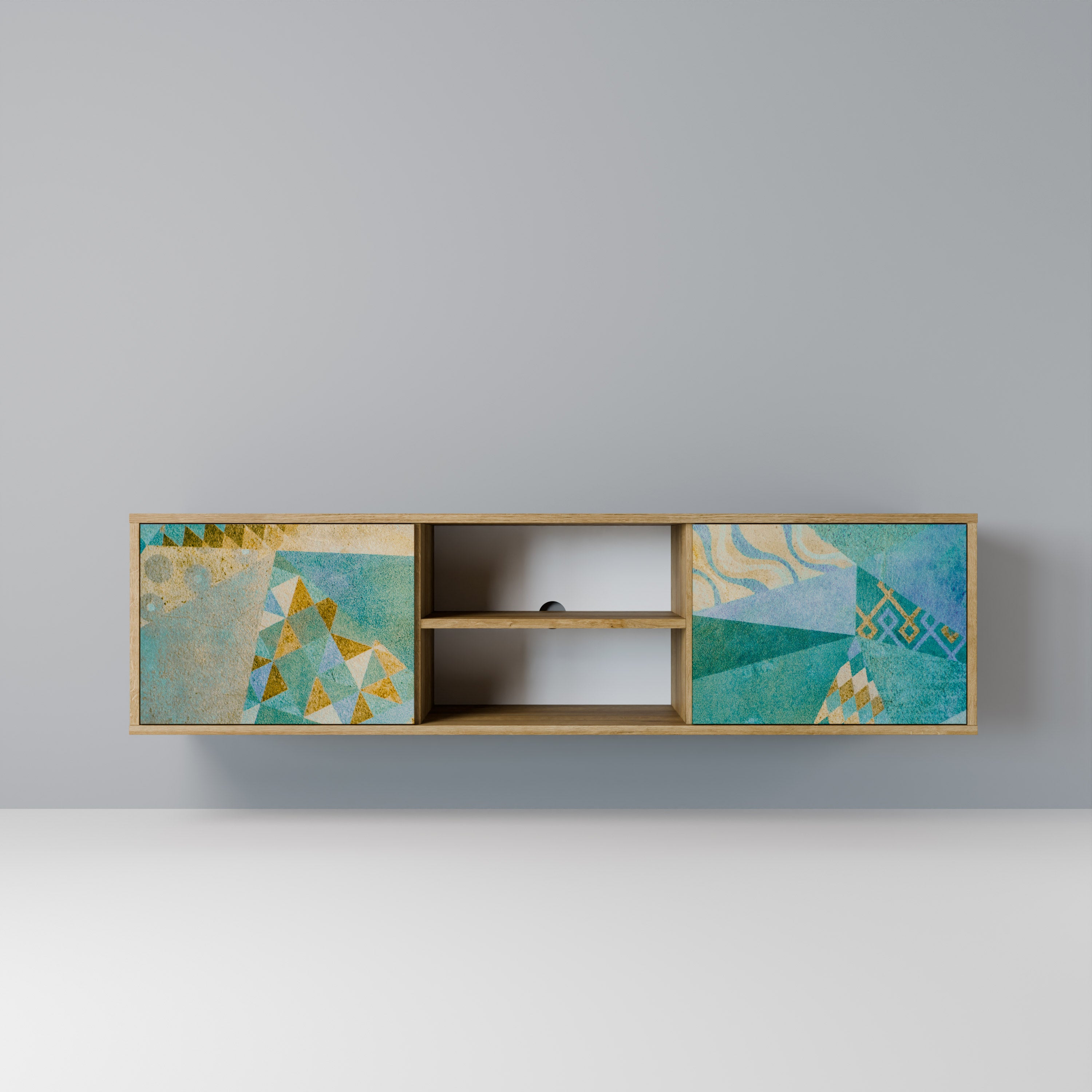 Mueble de TV de 2 puertas SPECTRUM SPLENDOR con efecto roble