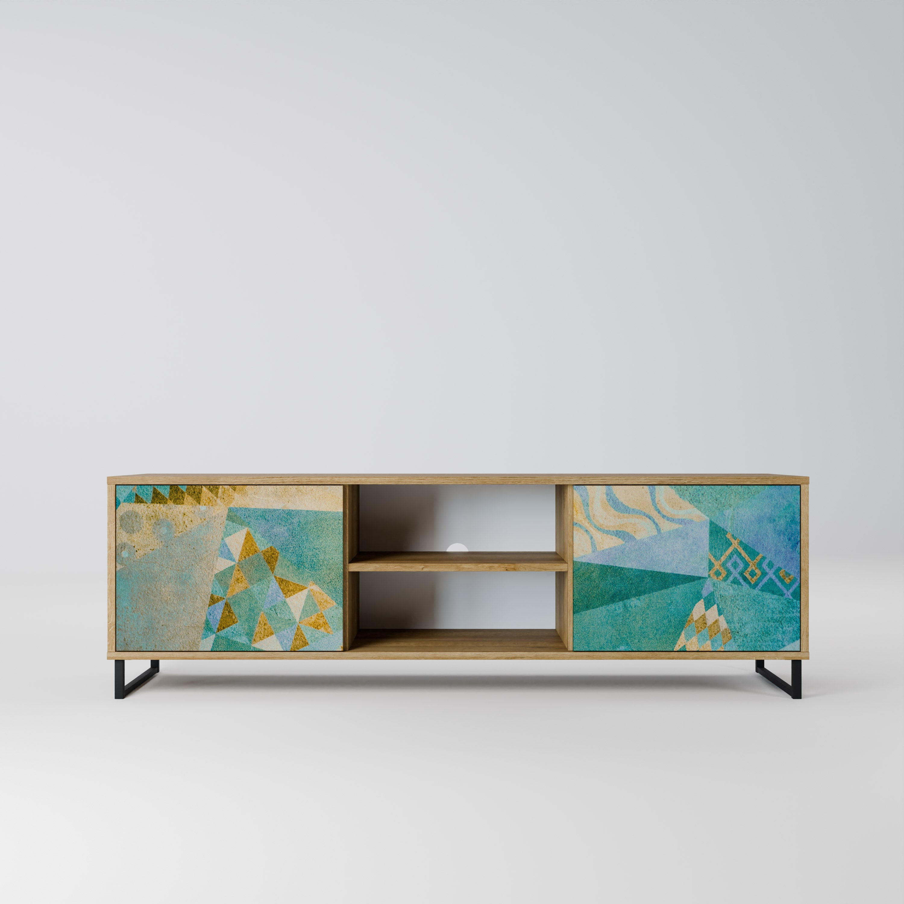 Mueble de TV de 2 puertas SPECTRUM SPLENDOR con efecto roble