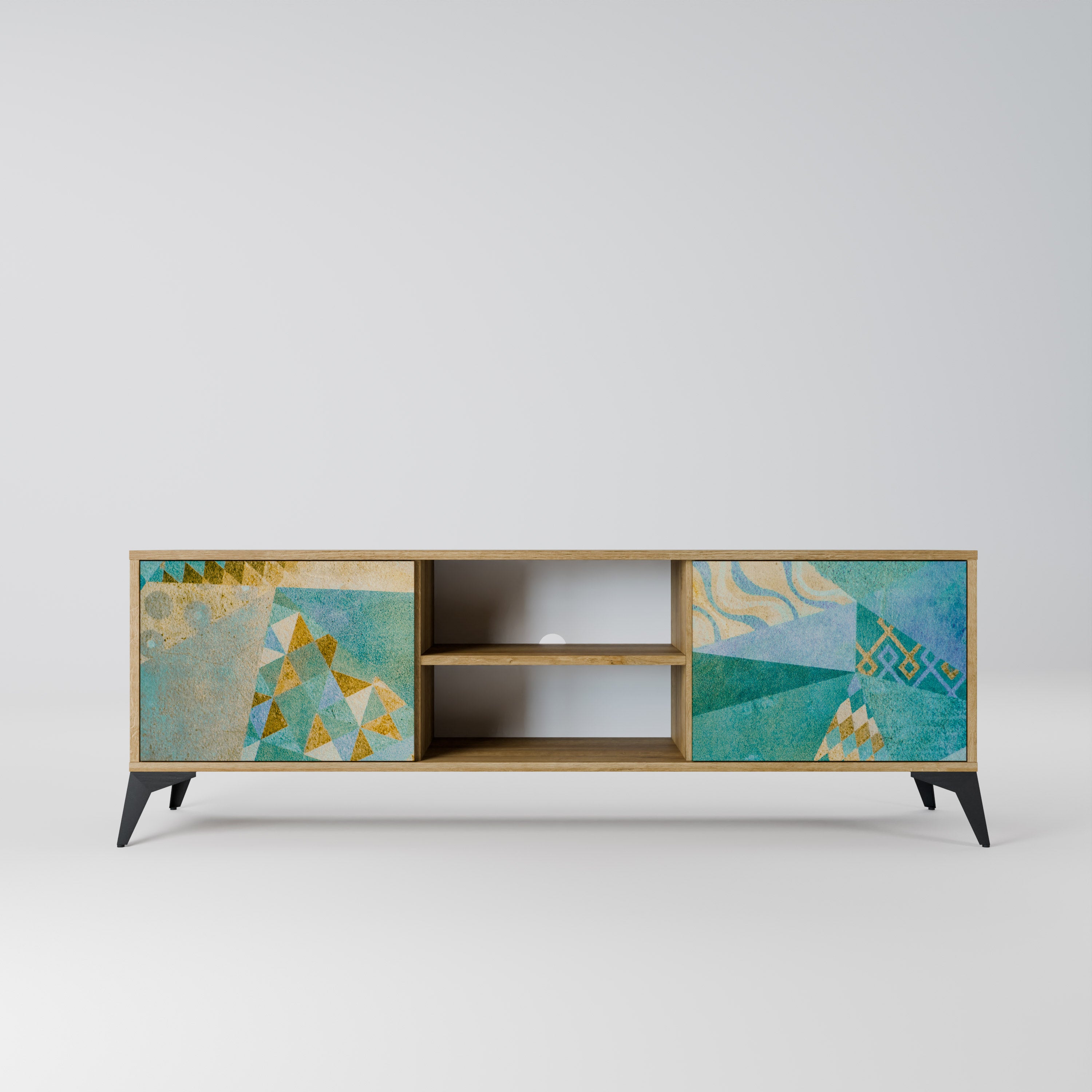 Mueble de TV de 2 puertas SPECTRUM SPLENDOR con efecto roble