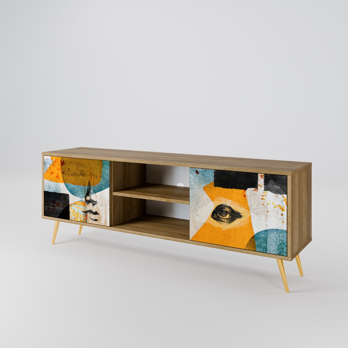 ABSTRACT FACES Mueble de TV de 2 Puertas