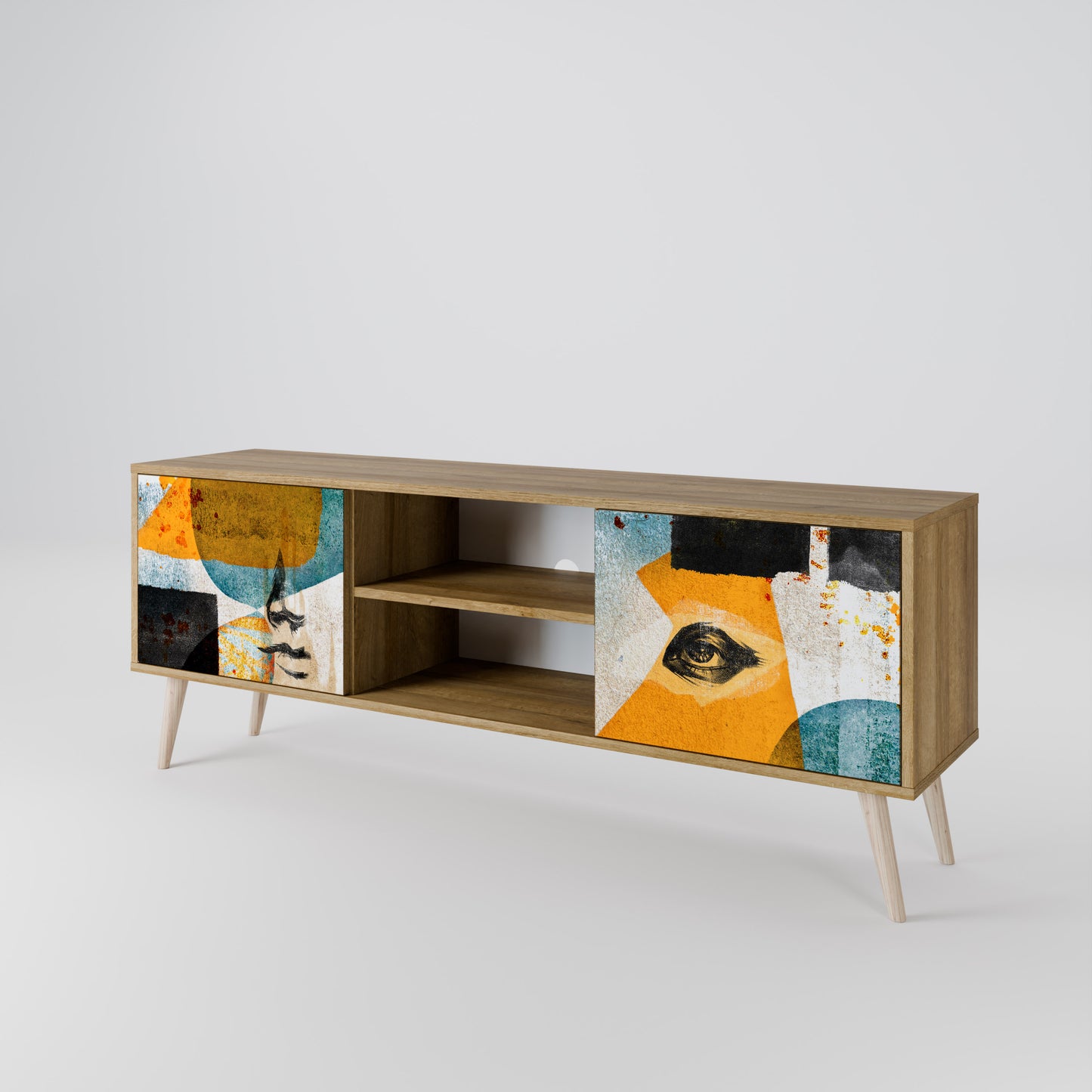ABSTRACT FACES Mueble de TV de 2 Puertas