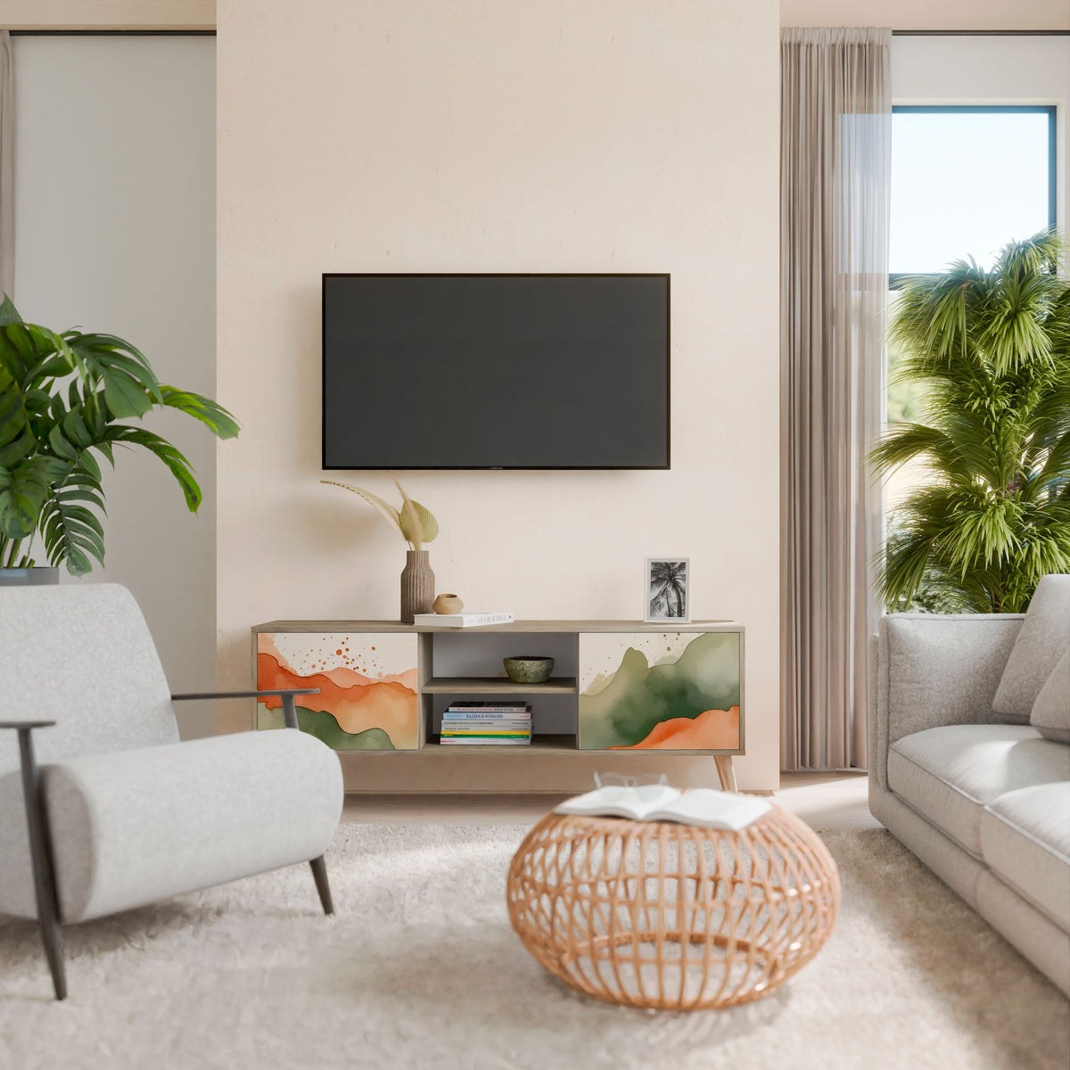 WATERCOLOUR PEAKS Mueble de TV de 2 Puertas