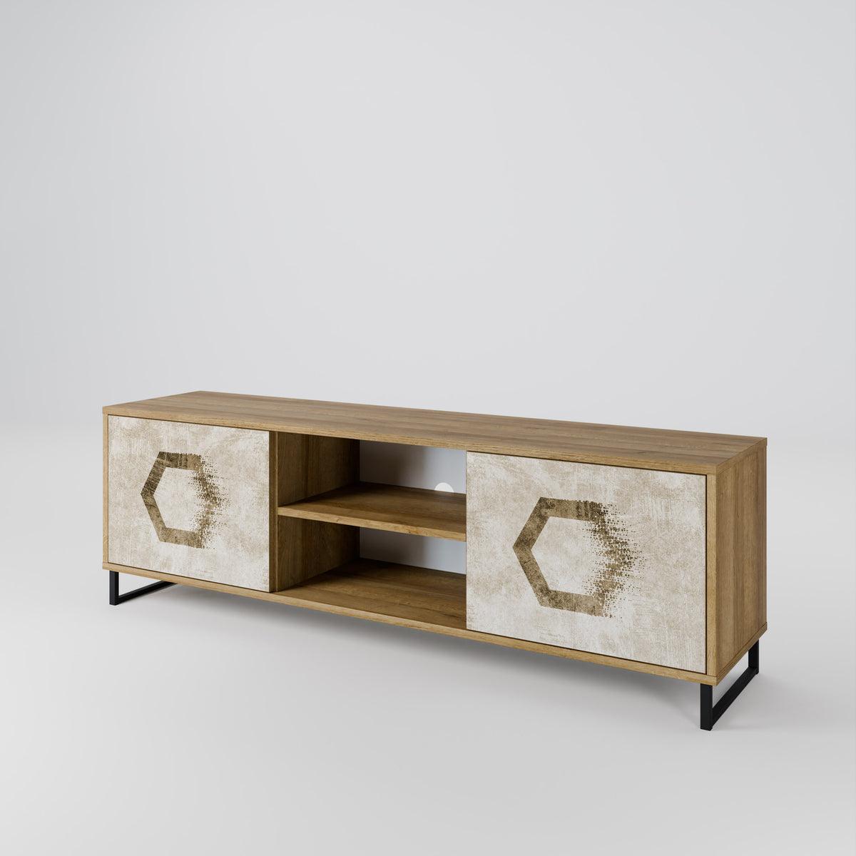 HEXAGONAL SHAPES Mueble de TV de 2 Puertas