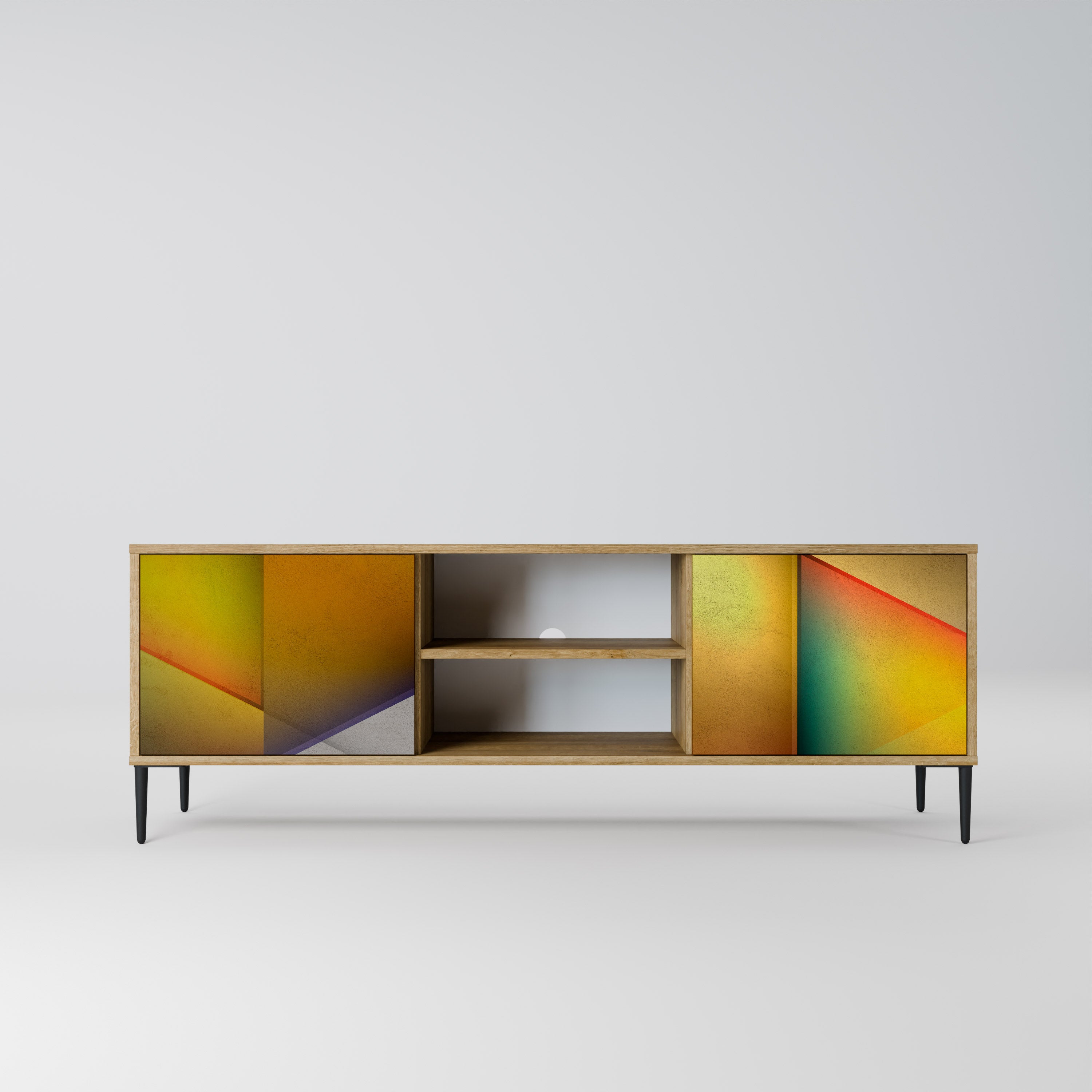 Mueble de TV de 2 puertas con efecto roble y nitidez penetrante