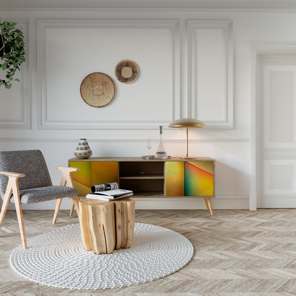 Mueble de TV de 2 puertas con efecto roble y nitidez penetrante