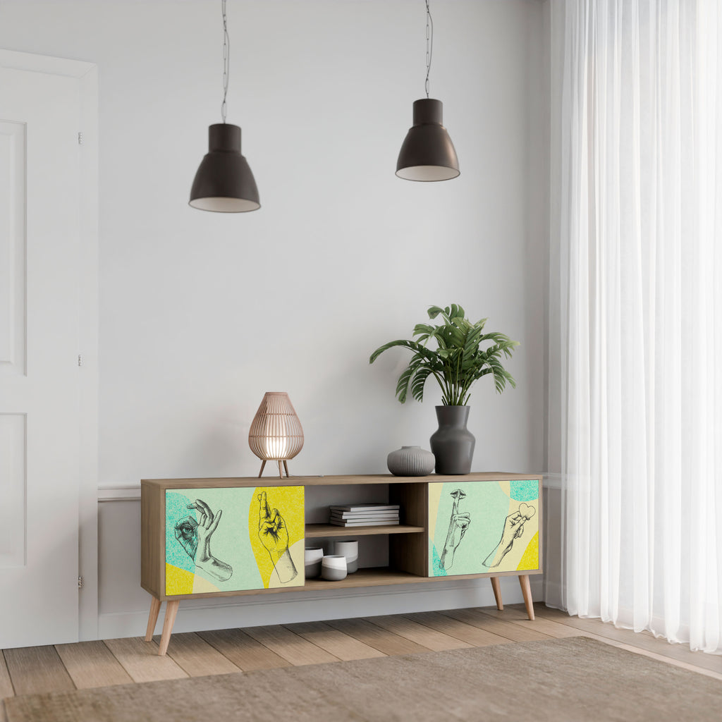 Mueble de TV de 2 puertas BODY LANGUAGE con efecto roble