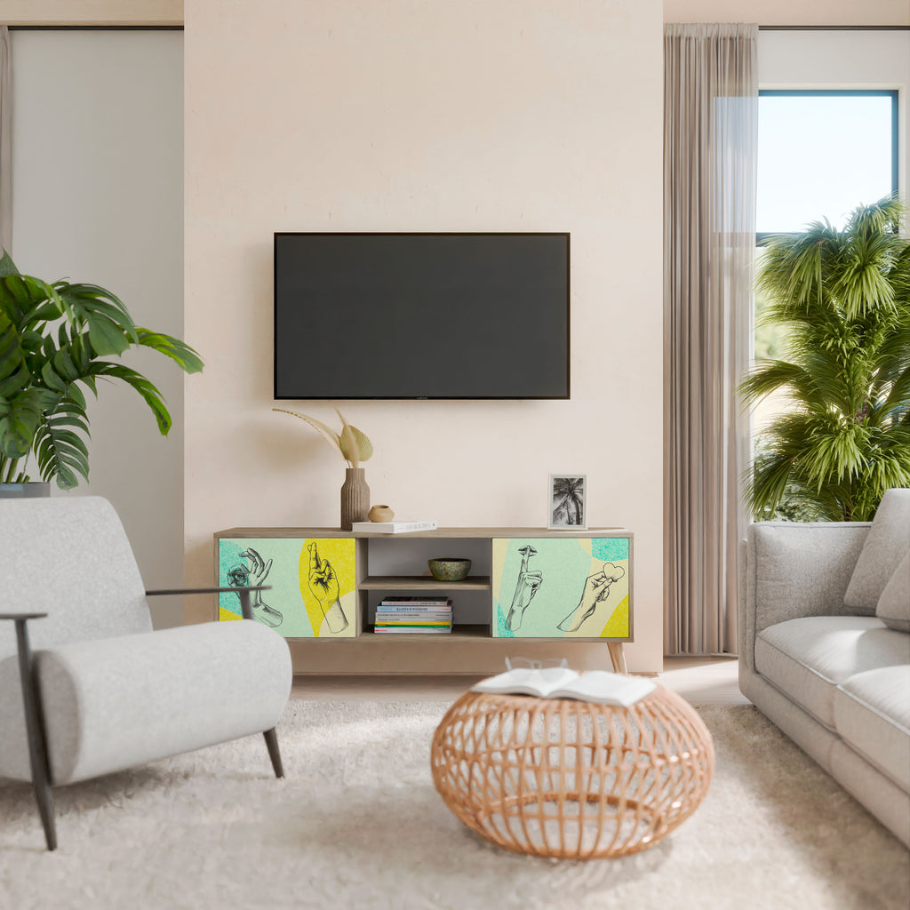 Mueble de TV de 2 puertas BODY LANGUAGE con efecto roble