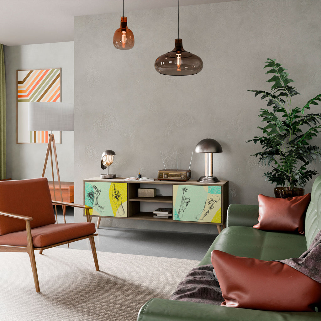 Mueble de TV de 2 puertas BODY LANGUAGE con efecto roble