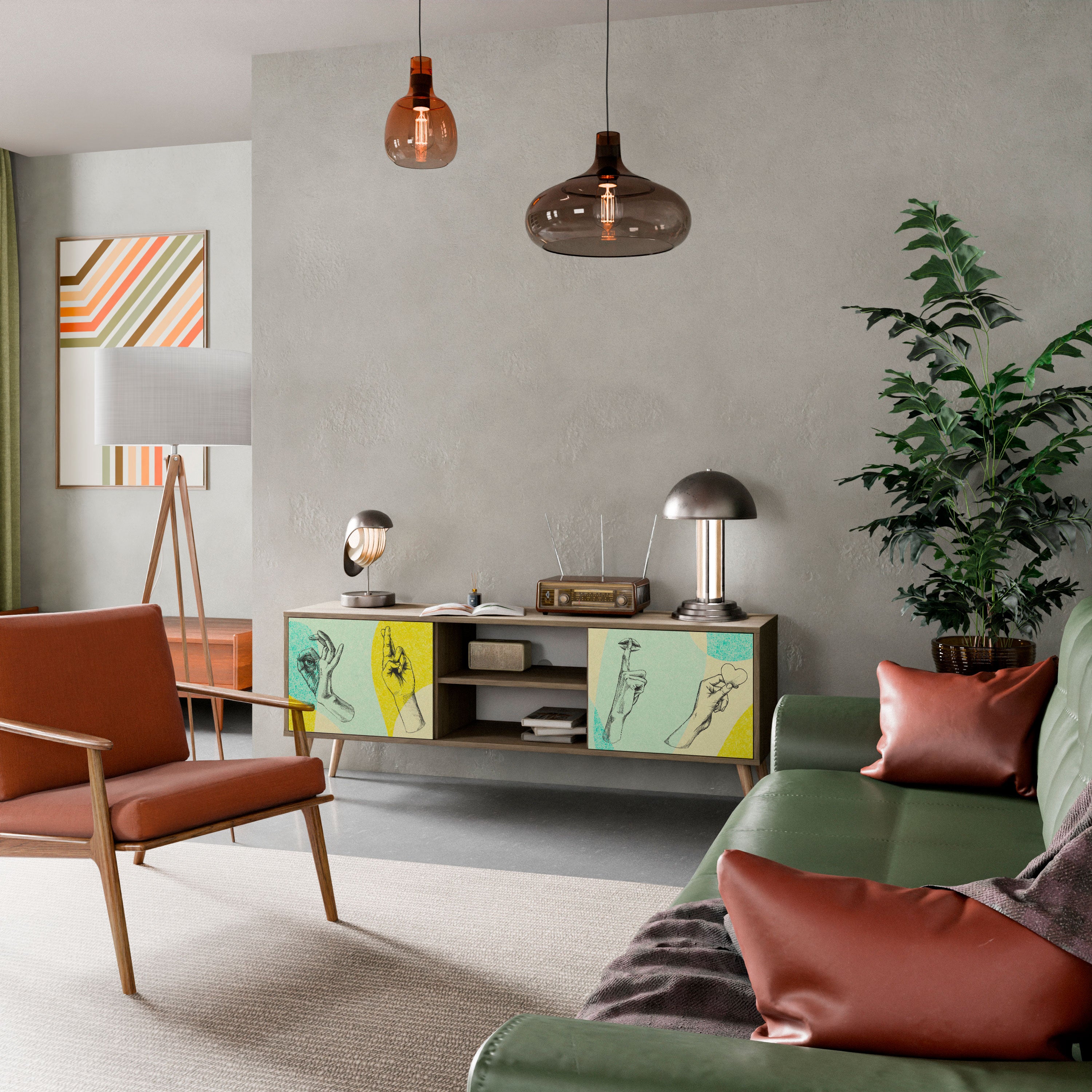 Mueble de TV de 2 puertas BODY LANGUAGE con efecto roble