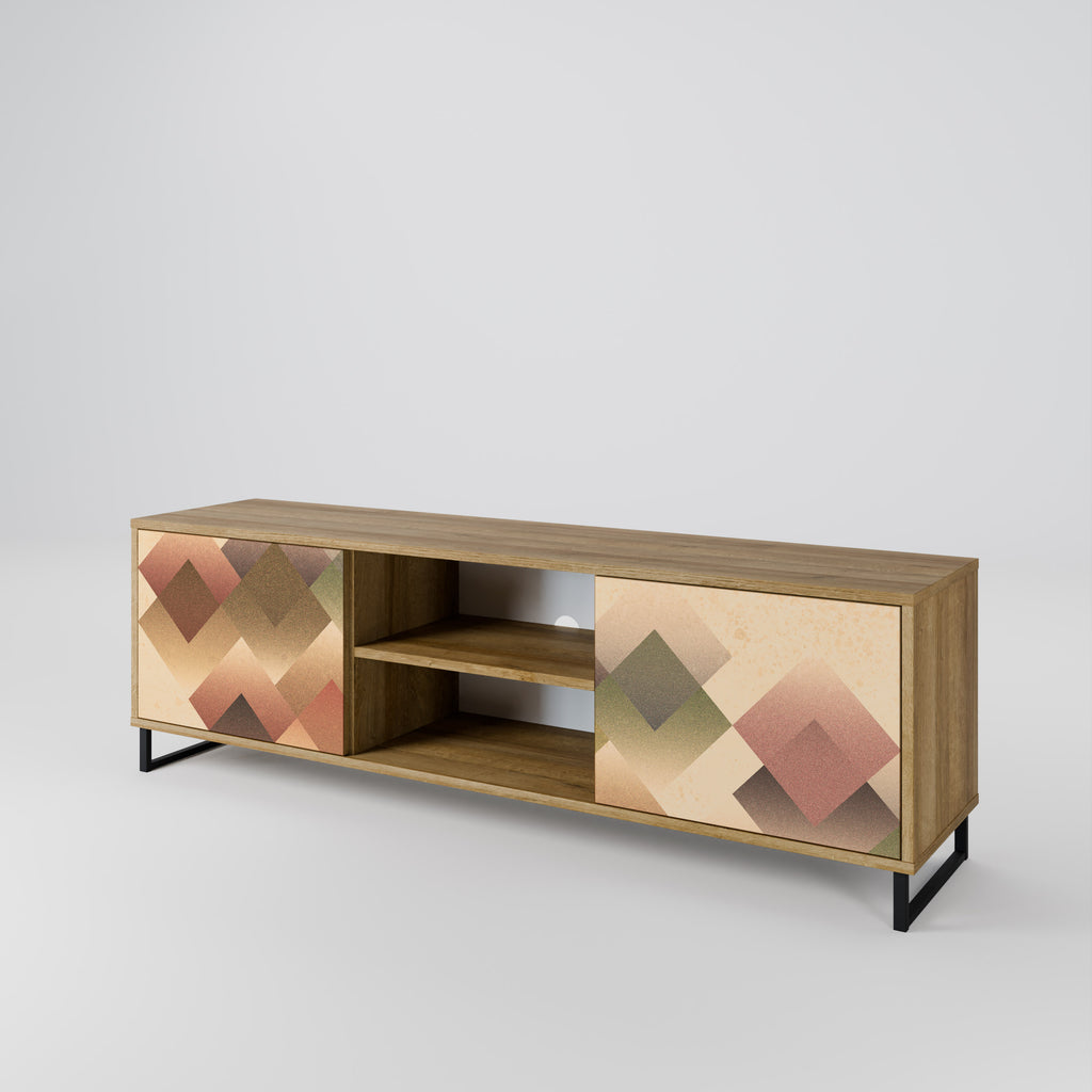 Mueble de TV GEOMETRIC FUSION de 2 puertas con efecto roble