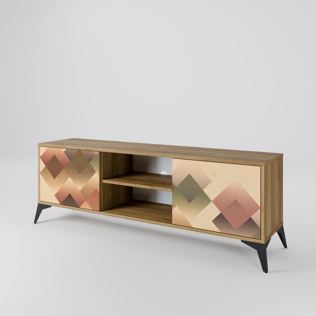 Mueble de TV GEOMETRIC FUSION de 2 puertas con efecto roble