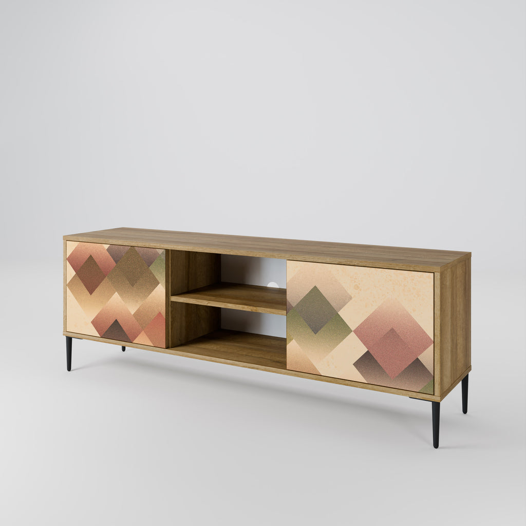 Mueble de TV GEOMETRIC FUSION de 2 puertas con efecto roble