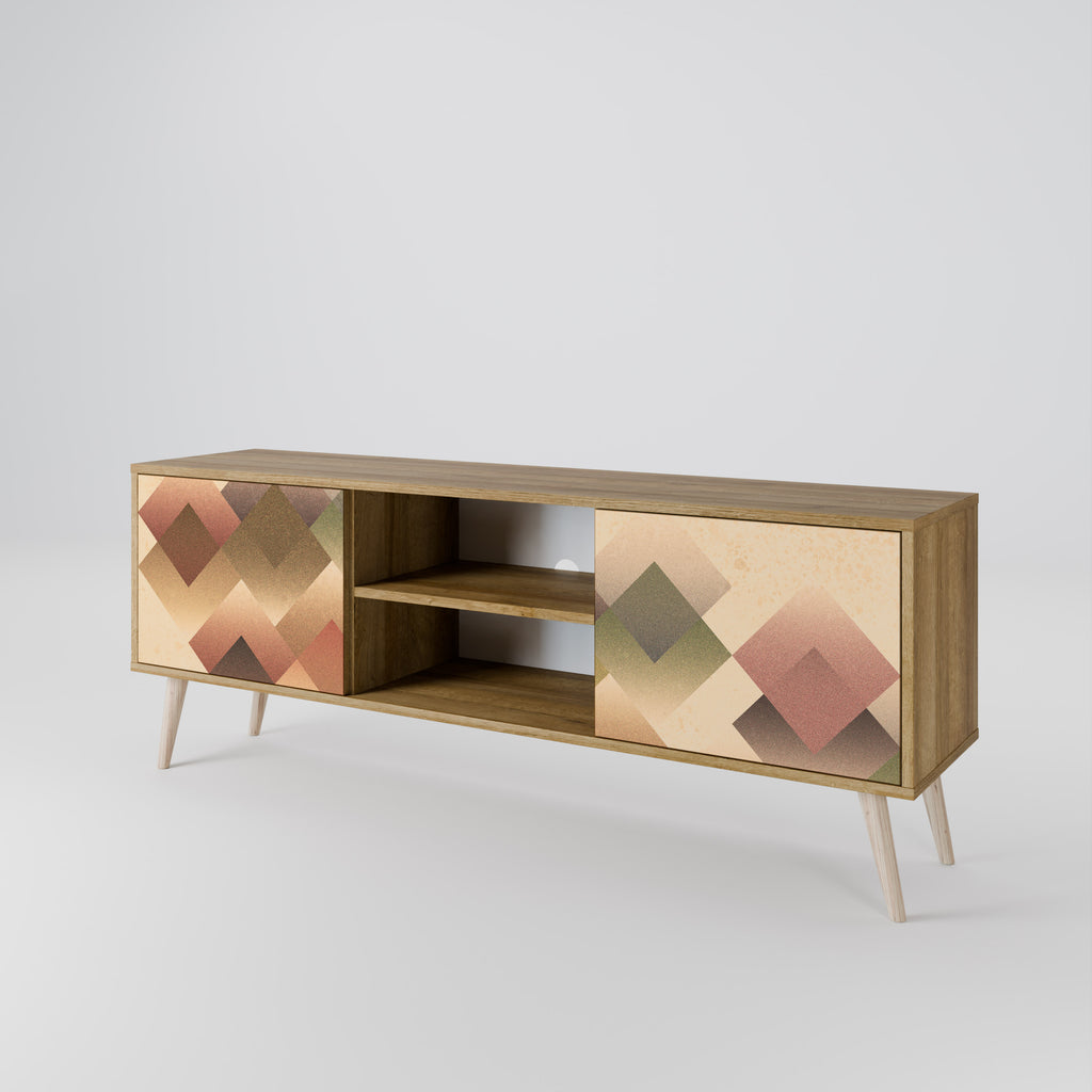 Mueble de TV GEOMETRIC FUSION de 2 puertas con efecto roble